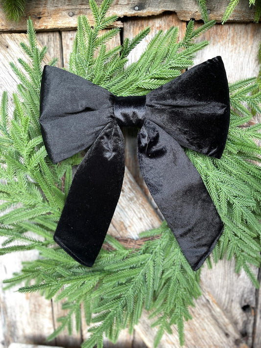 12" x 16" Black Velvet Bow, Black Christmas Bow, Velvet Bow