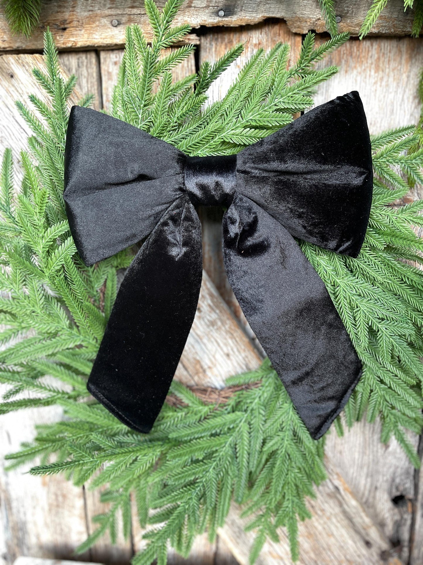 12" x 16" Black Velvet Bow, Black Christmas Bow, Velvet Bow