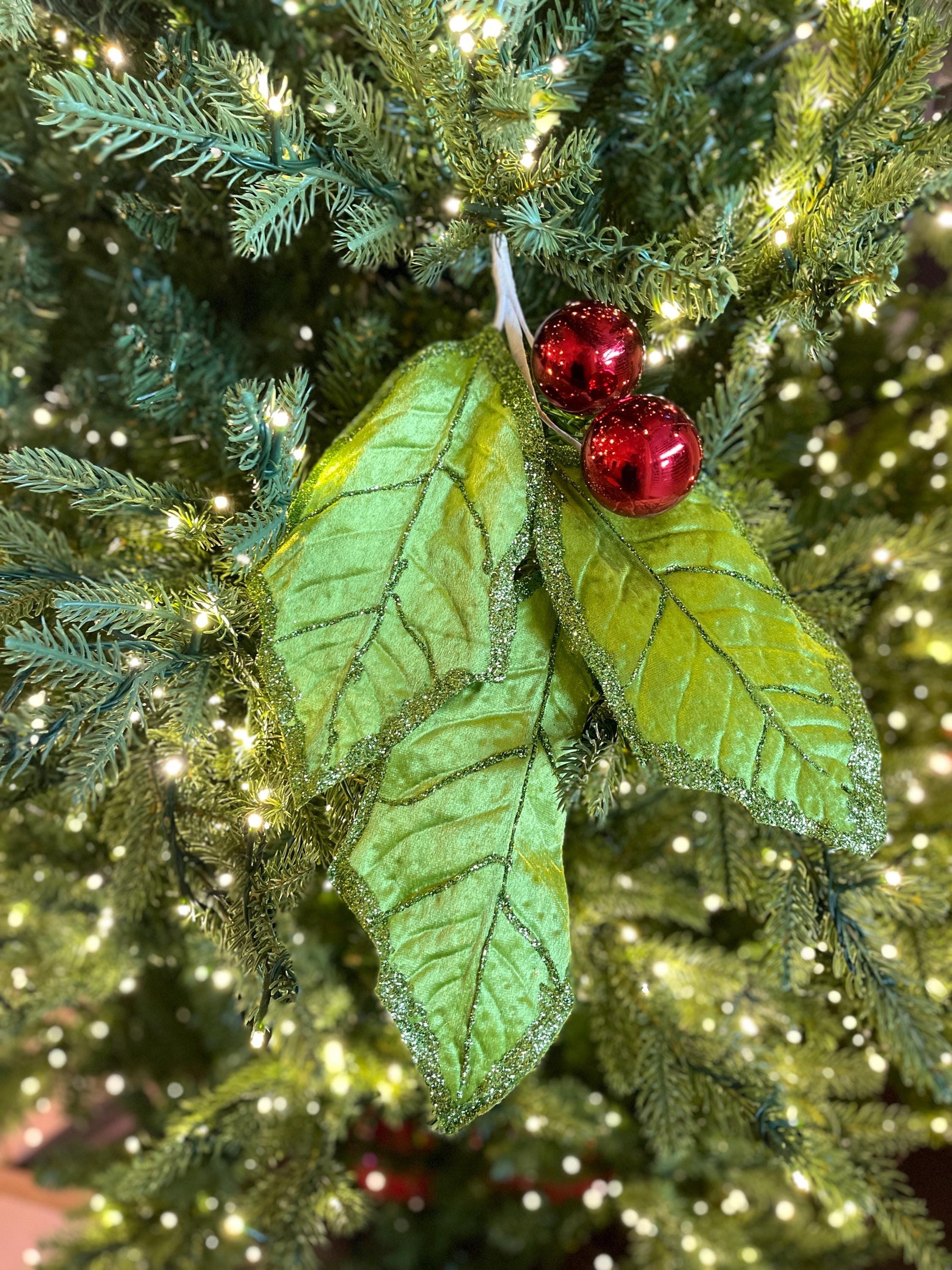 30" Lime Green Holly Leaf Spray, Christmas Holly Leaf Floral Stem, Green Floral Picks Stems