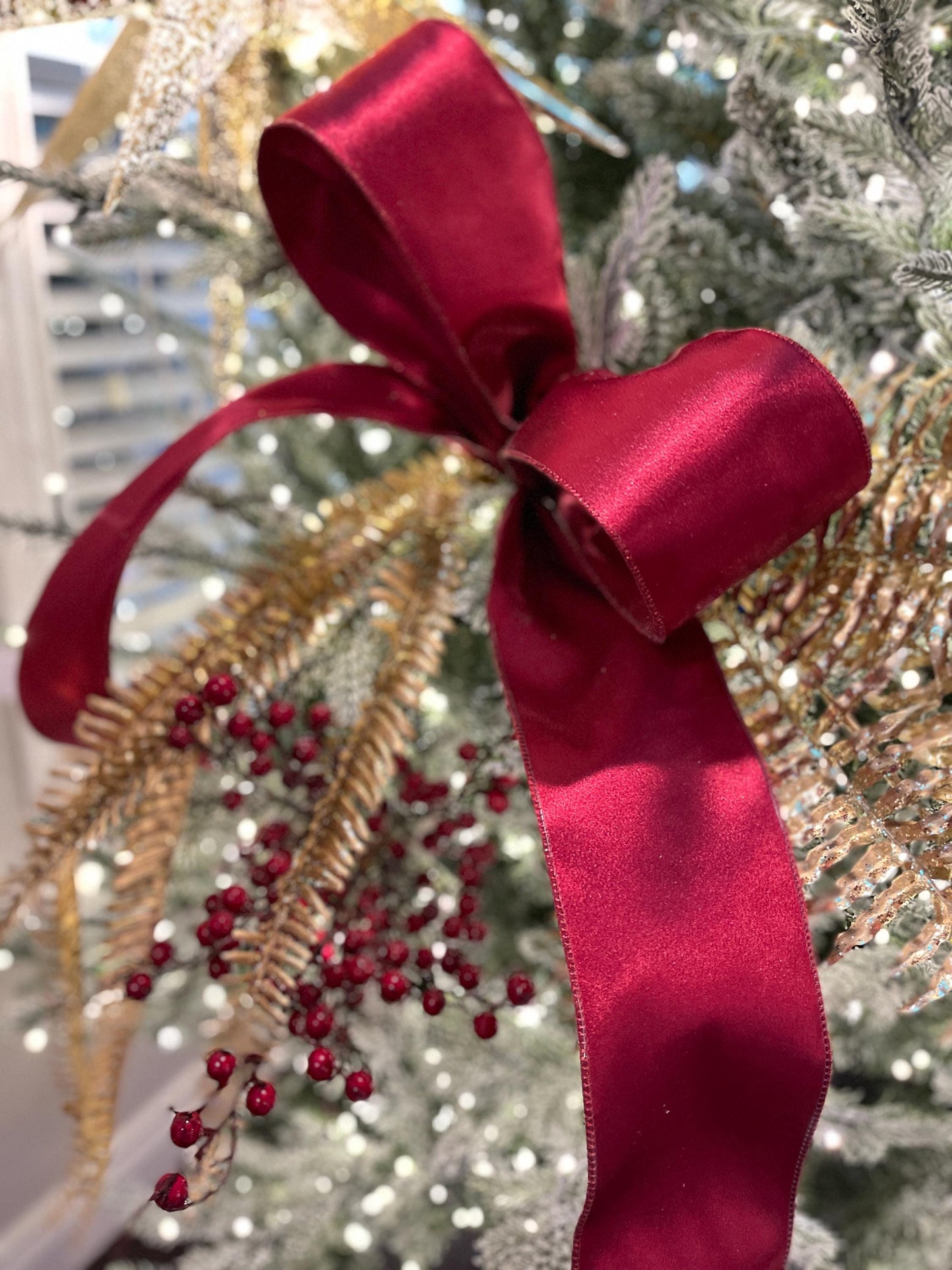 2.5" Wine Burgundy Satin Ribbon, Christmas Ribbon, Shimmer Satin Ribbon