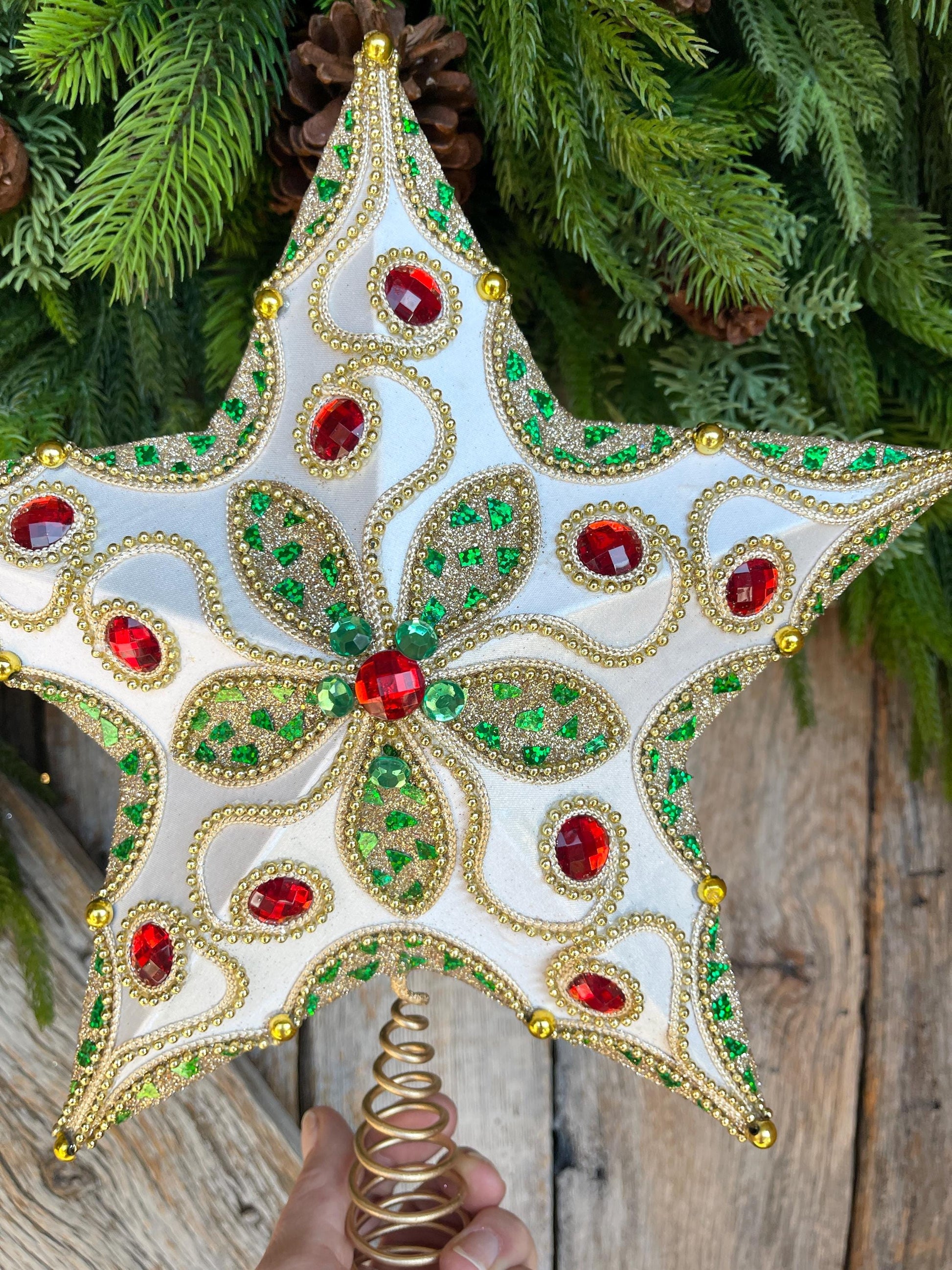 Jeweled Star Tree Topper, Star for Christmas Tree