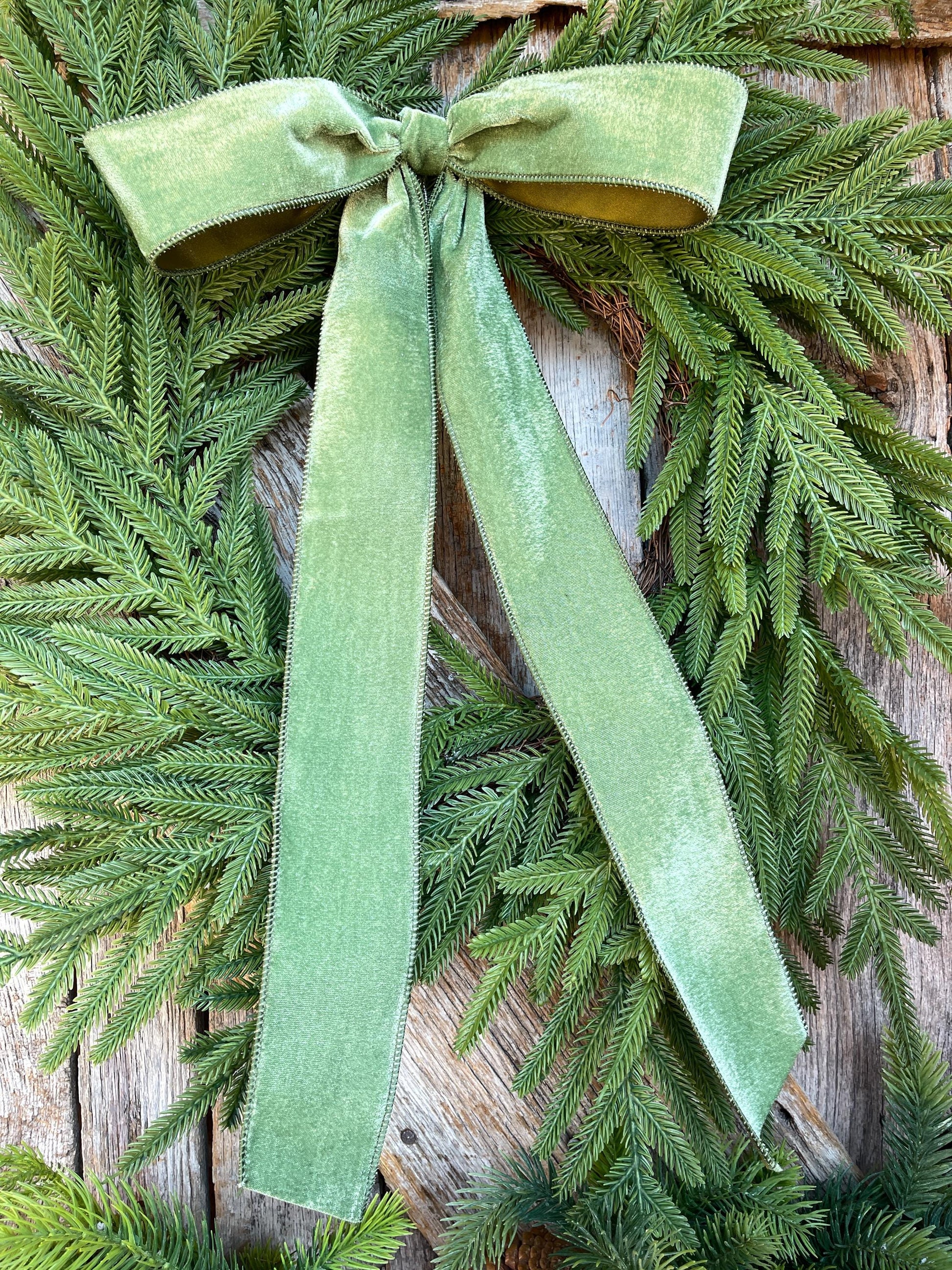 18" Olive Green Velvet Bow, Wreath Bow, Christmas Bow
