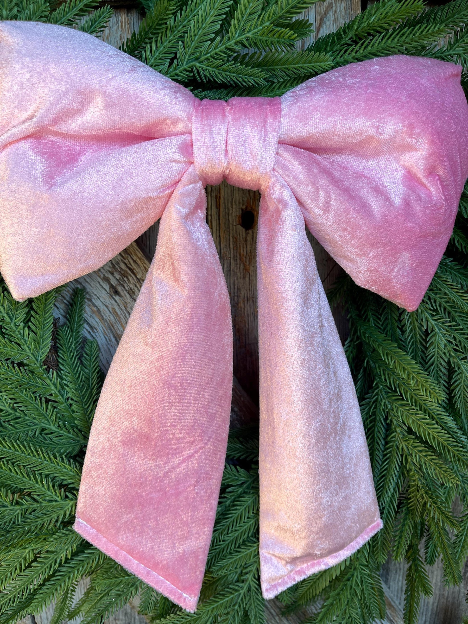 12" x 16" Pink Velvet Bow, Pink Christmas Bow, Velvet Bow