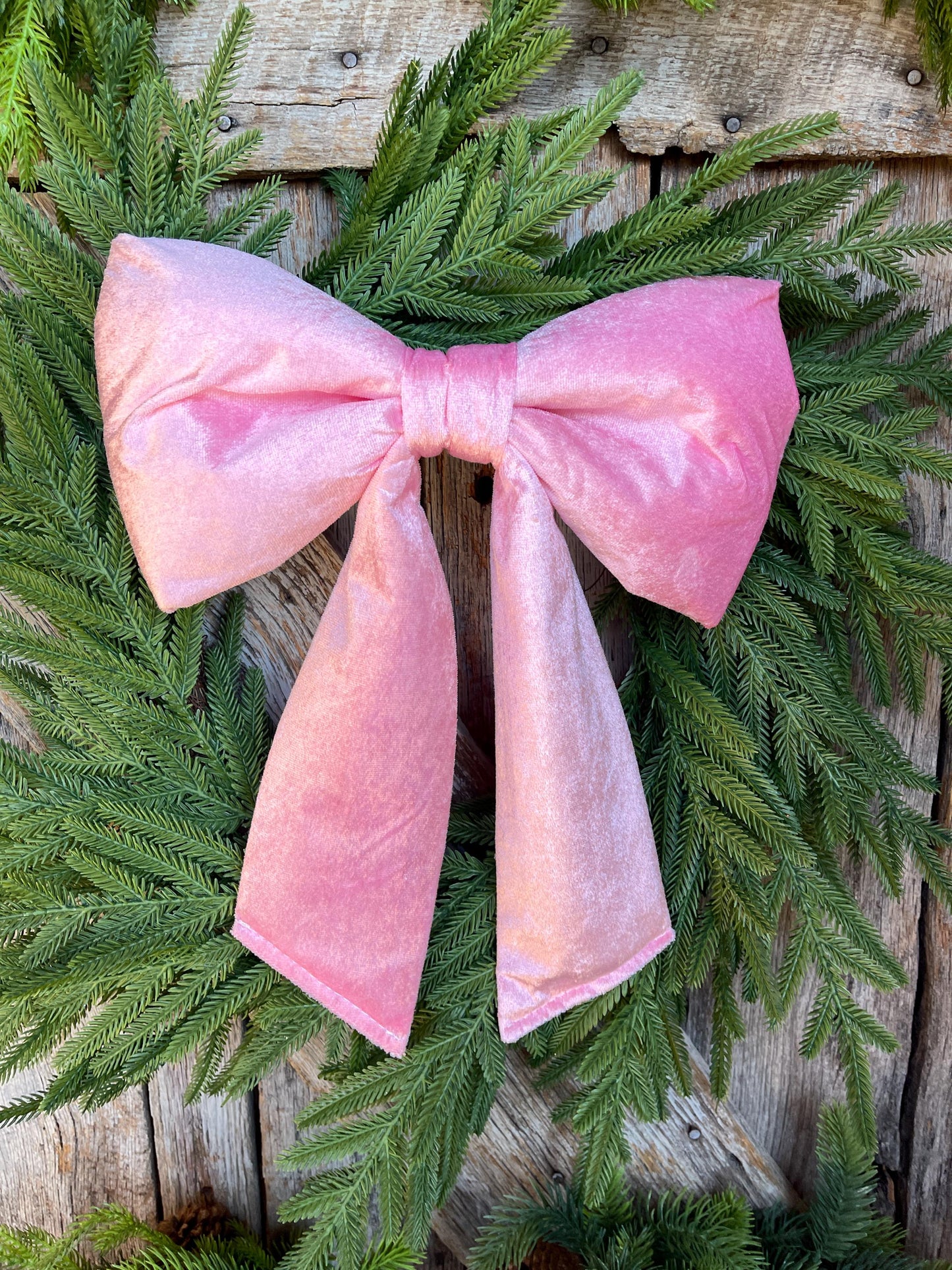 12" x 16" Pink Velvet Bow, Pink Christmas Bow, Velvet Bow