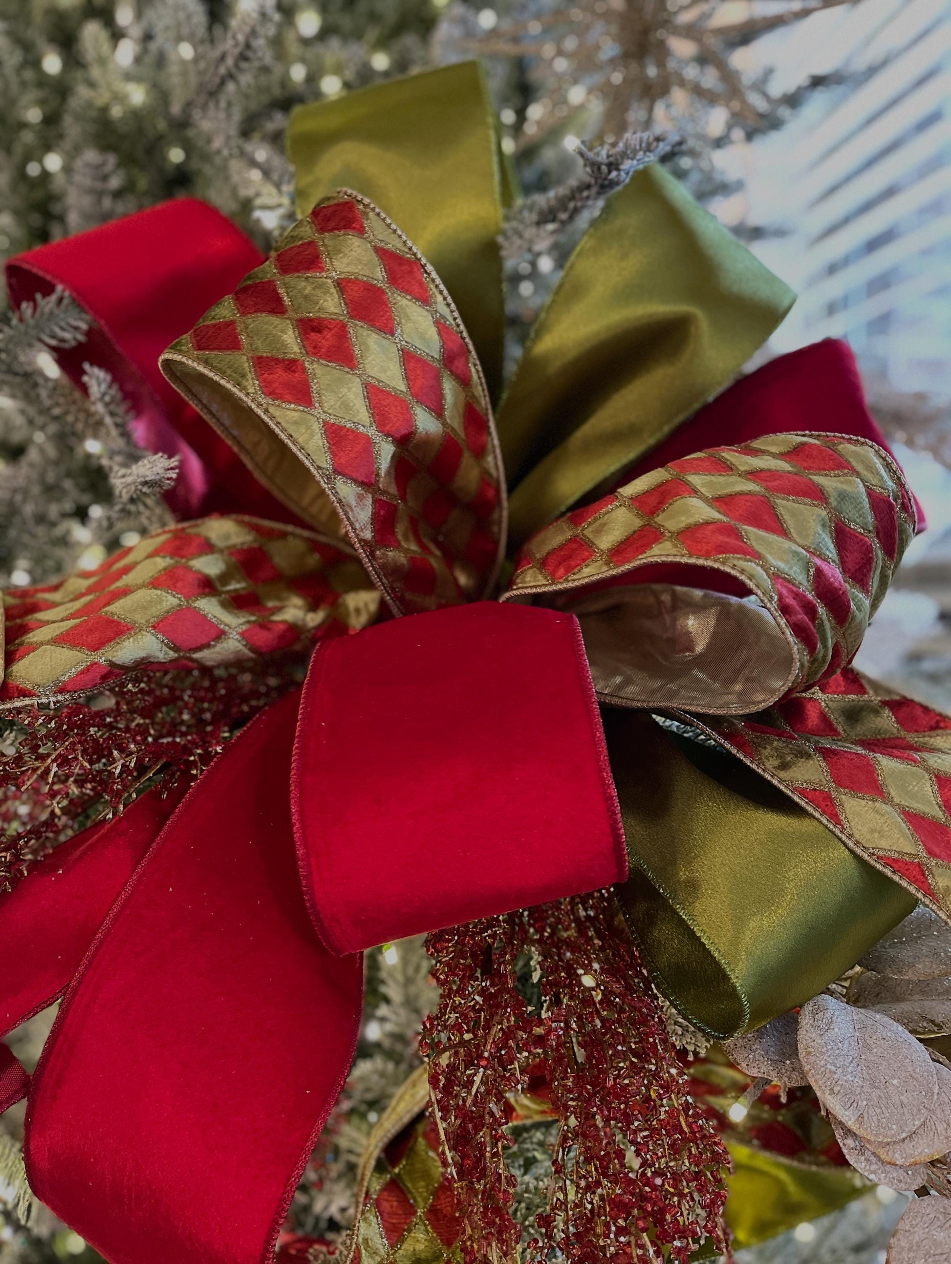 4" Moss Satin Ribbon, Christmas Ribbon, Shimmer Satin Ribbon