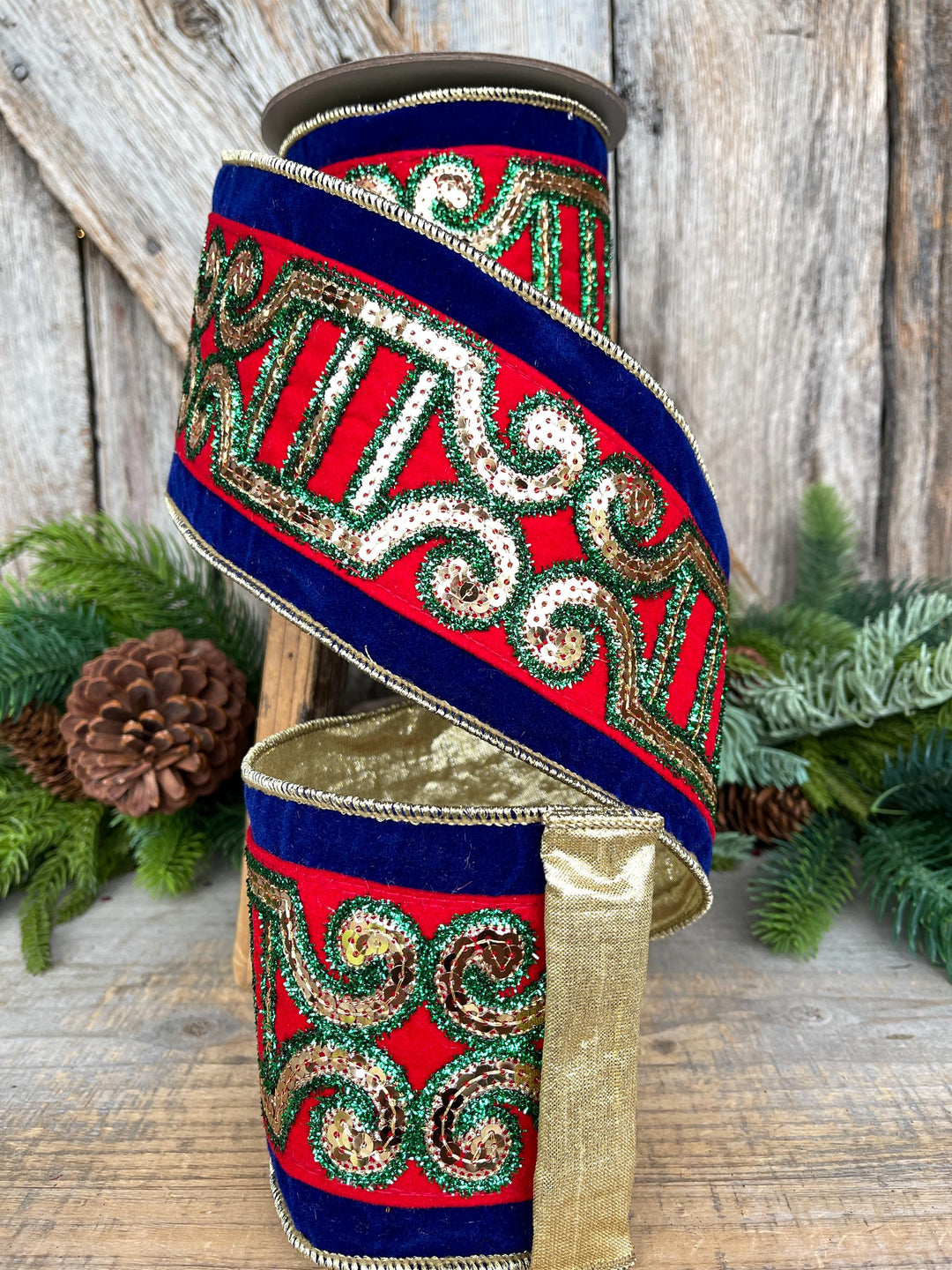 4" Plush Nutcracker Ribbon, Farrisilk Ribbon, Christmas Ribbon