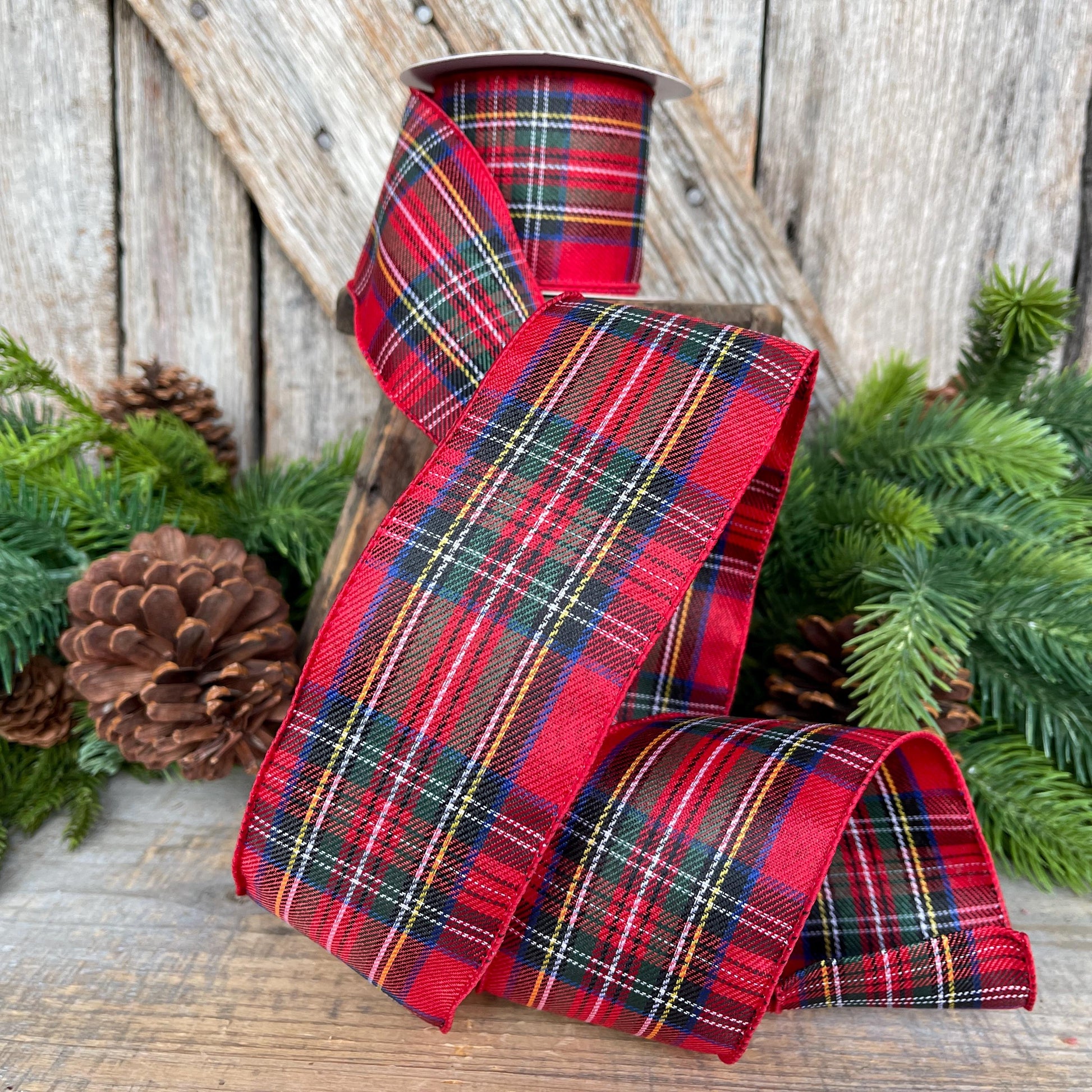 2.5" Traditional CHristmas Plaid, RIbbon for Treee, Red Christmas Plaid Ribbon