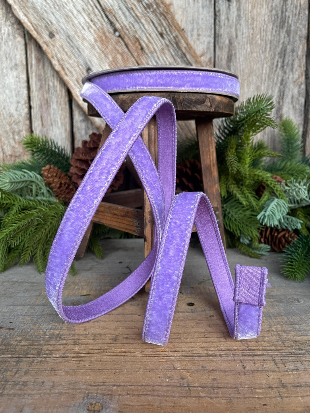 3/4" Lilac Purple Velvet Ribbon, Puprle Christmas Ribbon