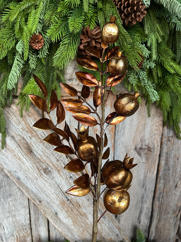 30" Bronze Berry Spray, Bronze Christmas Spray, Metallic Bronze Floral SPray