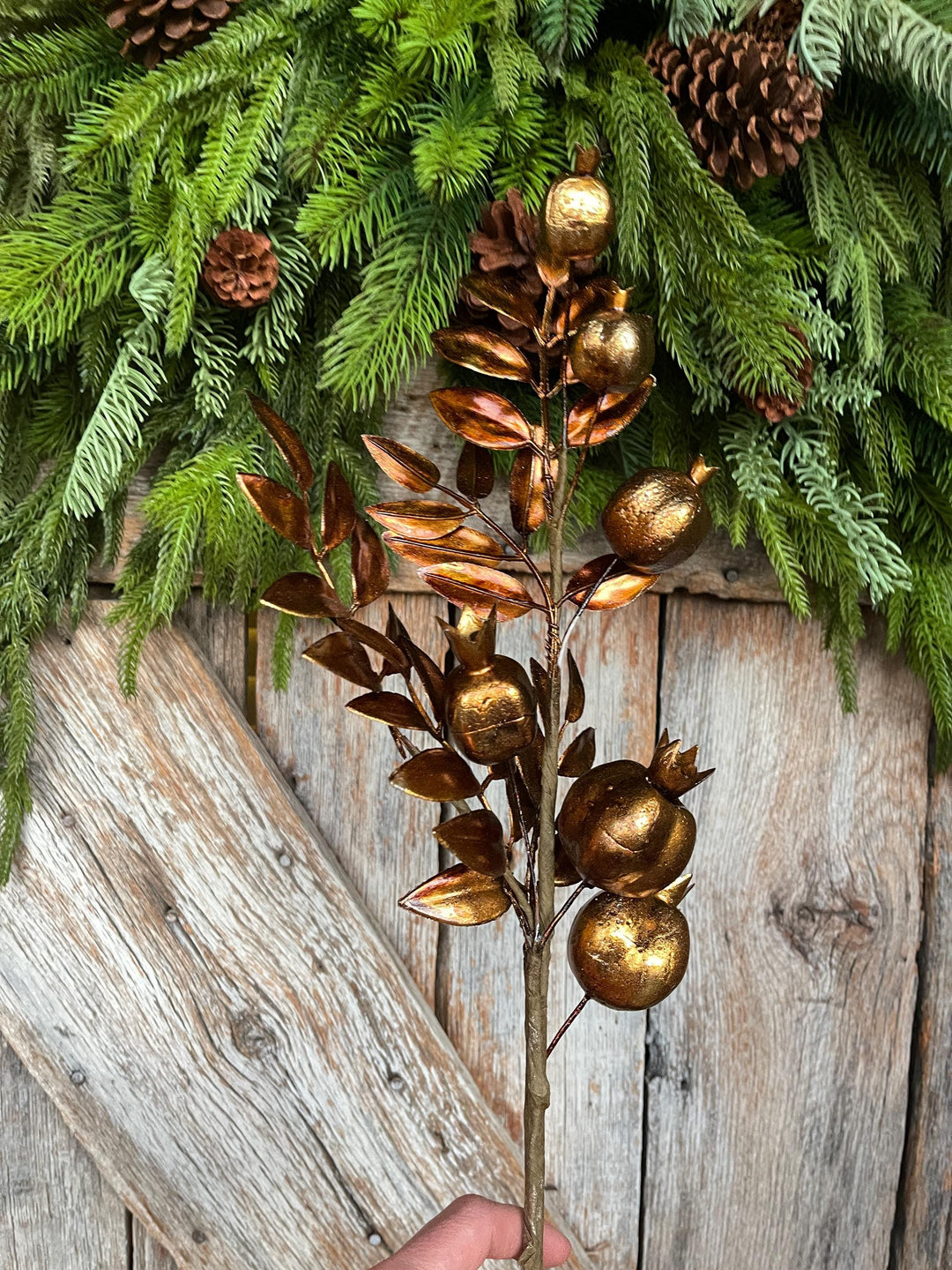 30" Bronze Berry Spray, Bronze Christmas Spray, Metallic Bronze Floral SPray
