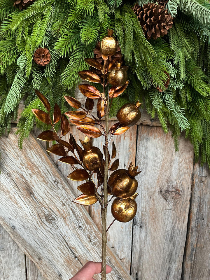 30" Bronze Berry Spray, Bronze Christmas Spray, Metallic Bronze Floral SPray
