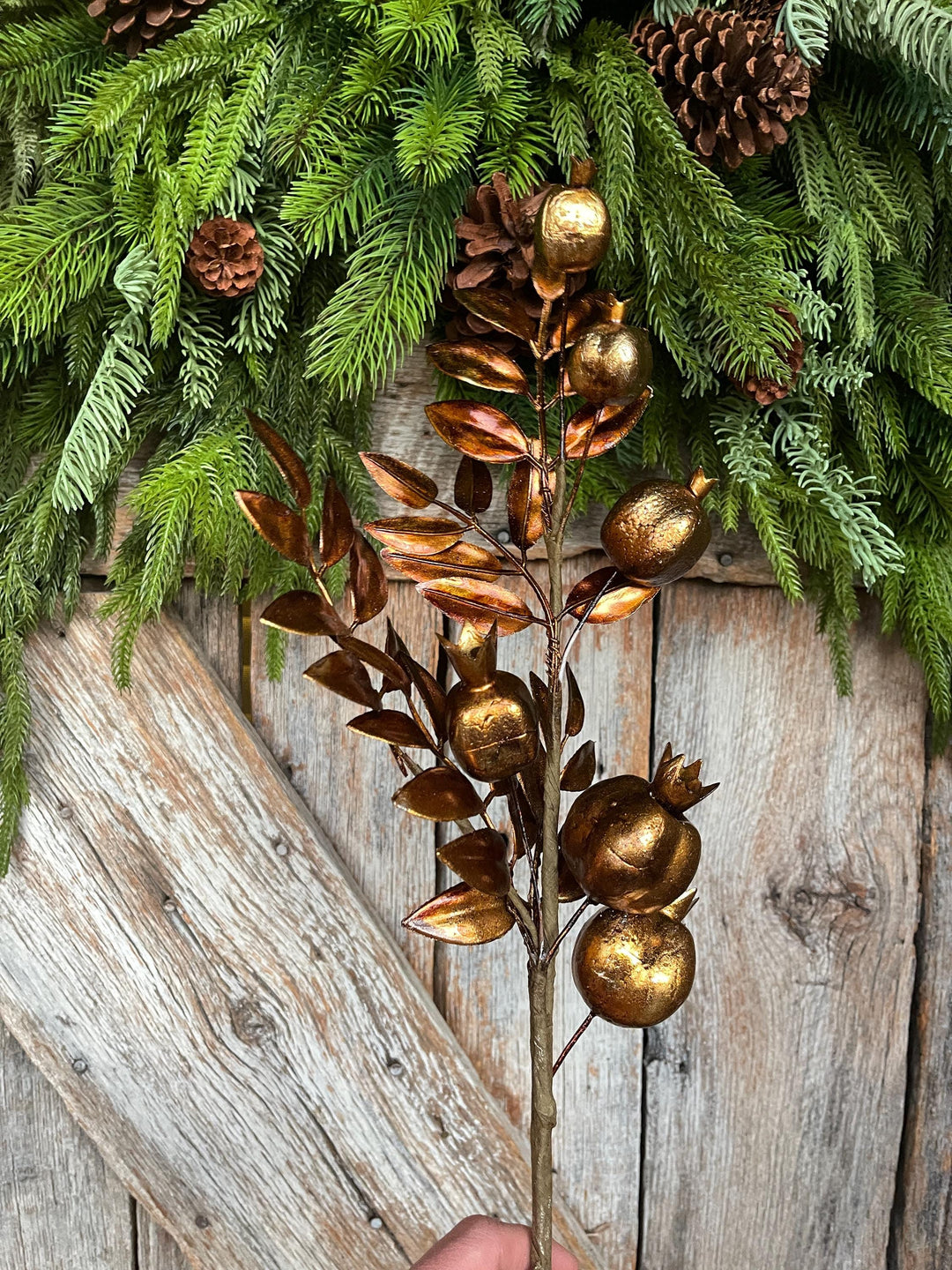 30" Bronze Berry Spray, Bronze Christmas Spray, Metallic Bronze Floral SPray