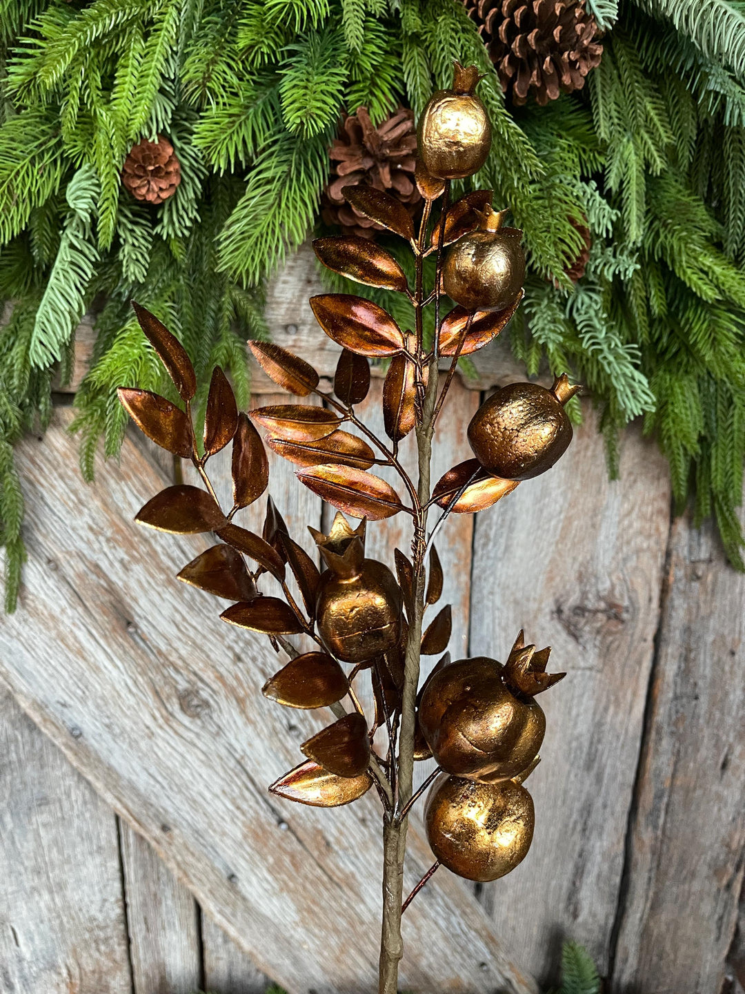 30" Bronze Berry Spray, Bronze Christmas Spray, Metallic Bronze Floral SPray