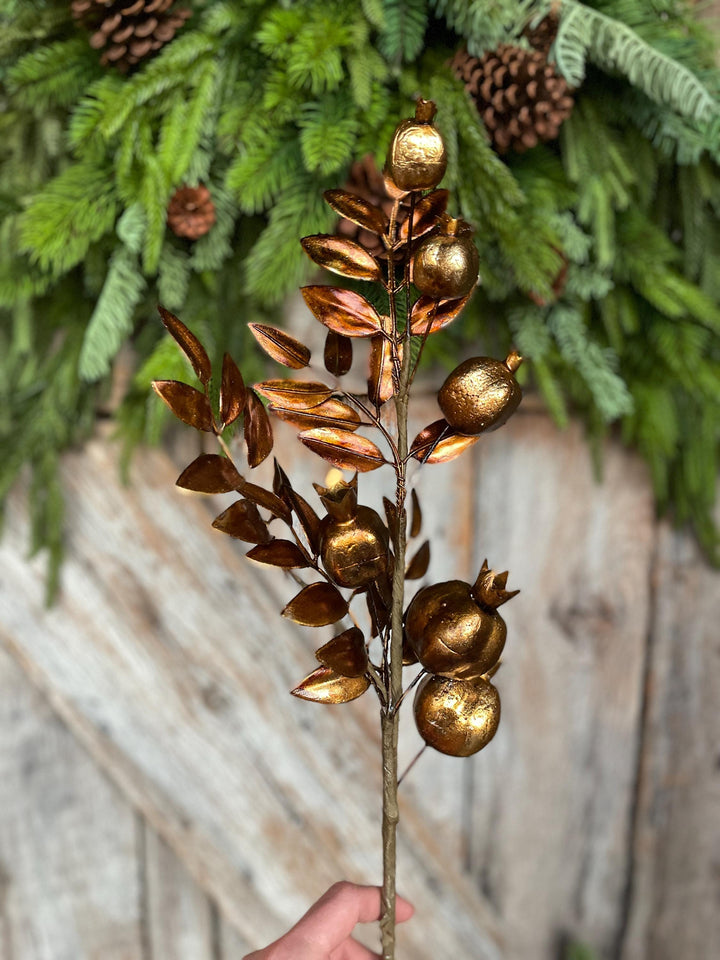 30" Bronze Berry Spray, Bronze Christmas Spray, Metallic Bronze Floral SPray