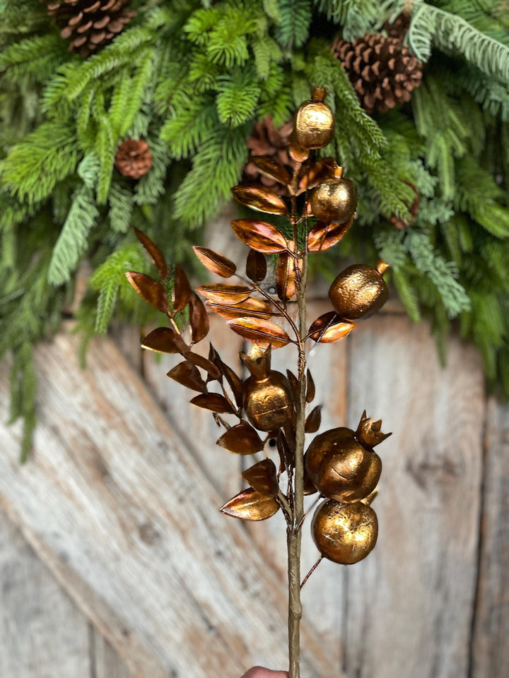 30" Bronze Berry Spray, Bronze Christmas Spray, Metallic Bronze Floral SPray