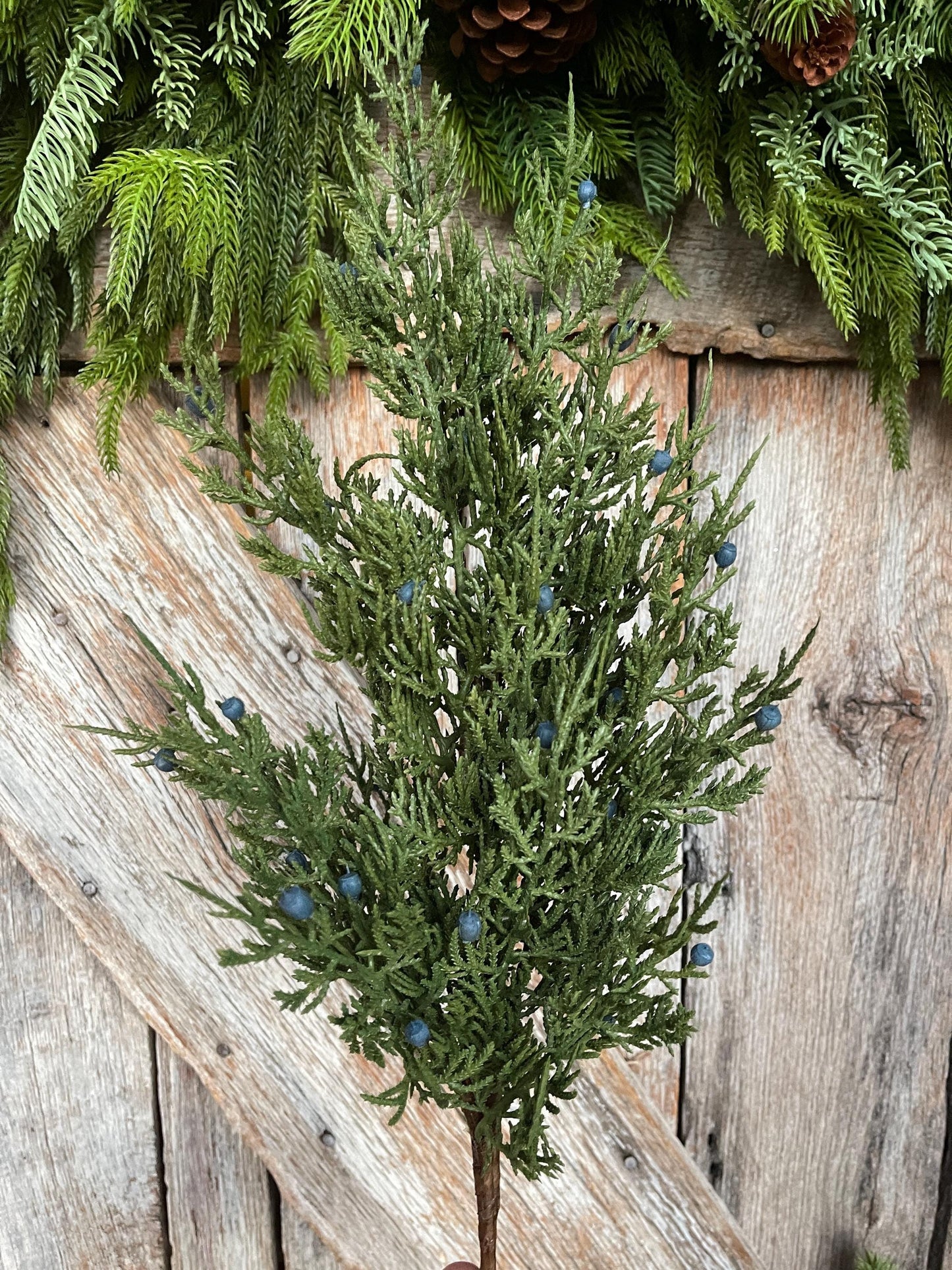 28" Juniper Pick, Artificial Juniper Floral Stem, Christmas Greenery