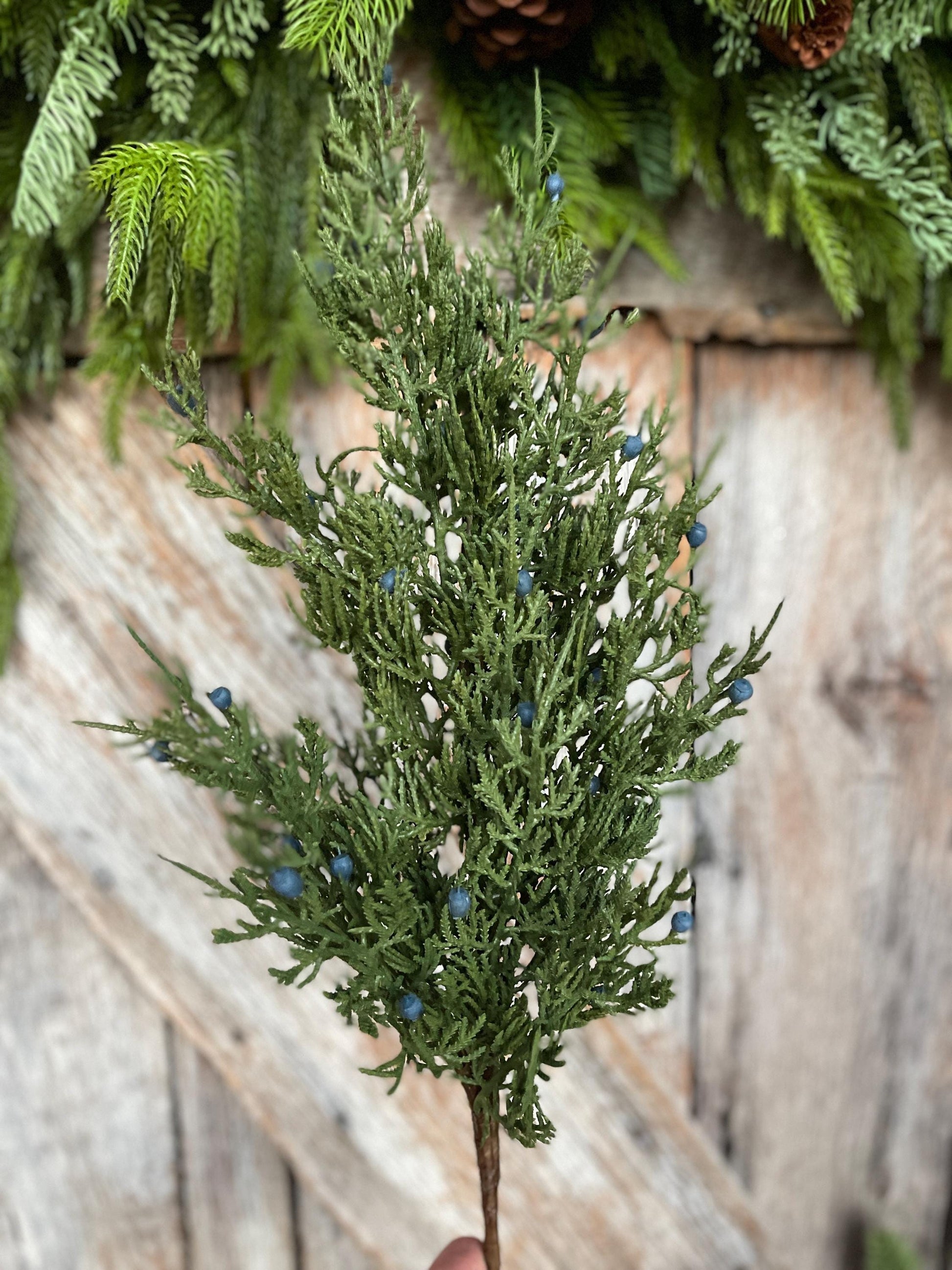 28" Juniper Pick, Artificial Juniper Floral Stem, Christmas Greenery