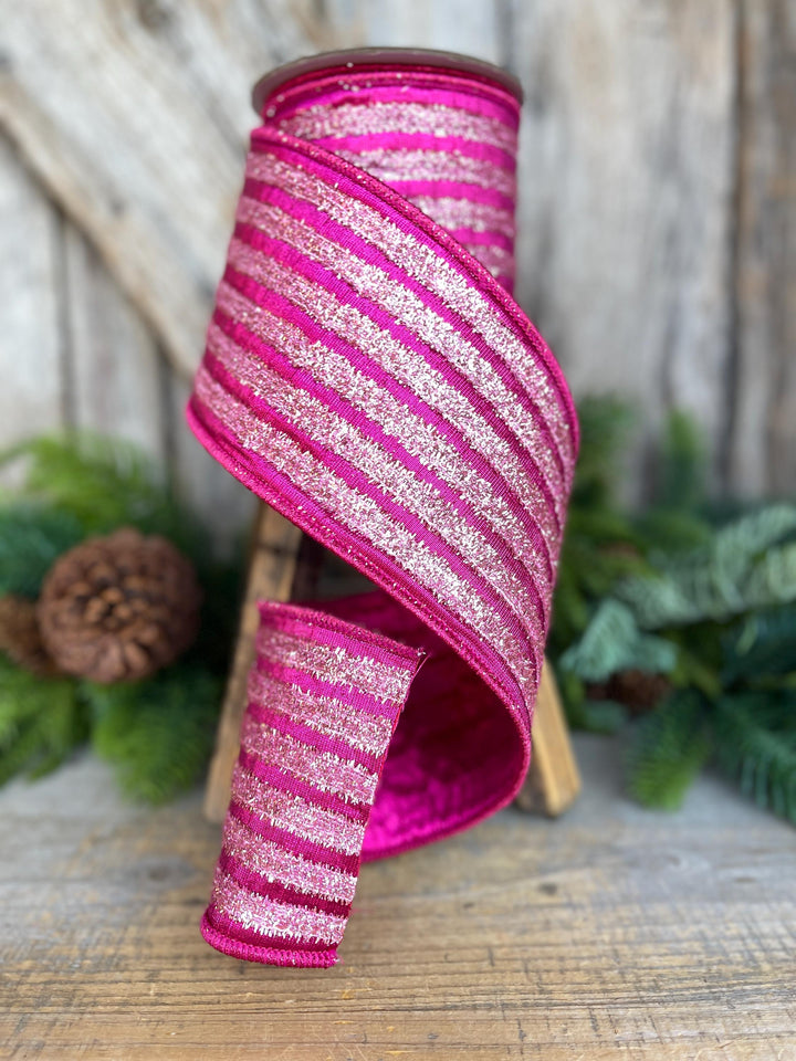 4" Hot Pin Tinsel Ribbon, Farrisilk Ribbon, Christmas Ribbon