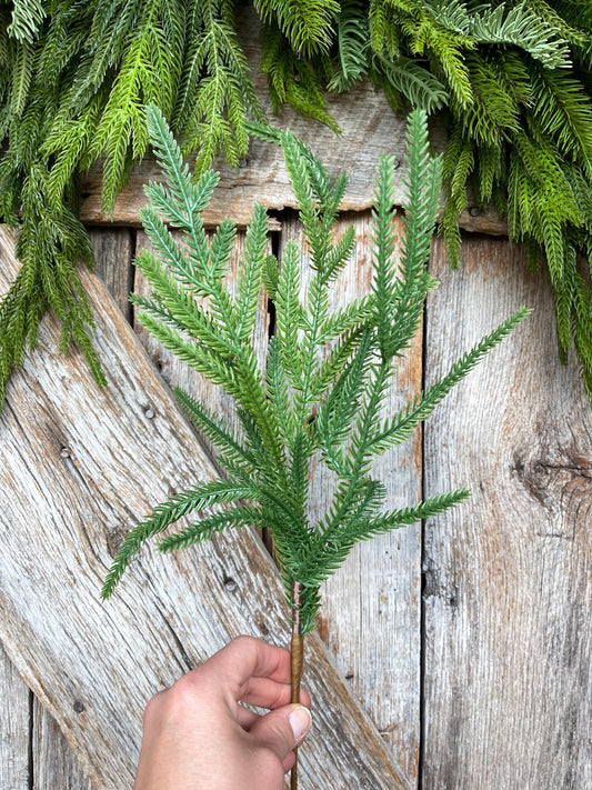 20" Norfolk Pine Spray, Real Touch Norfolk Pine, Artificial Pine Spray, Christmas Greenery