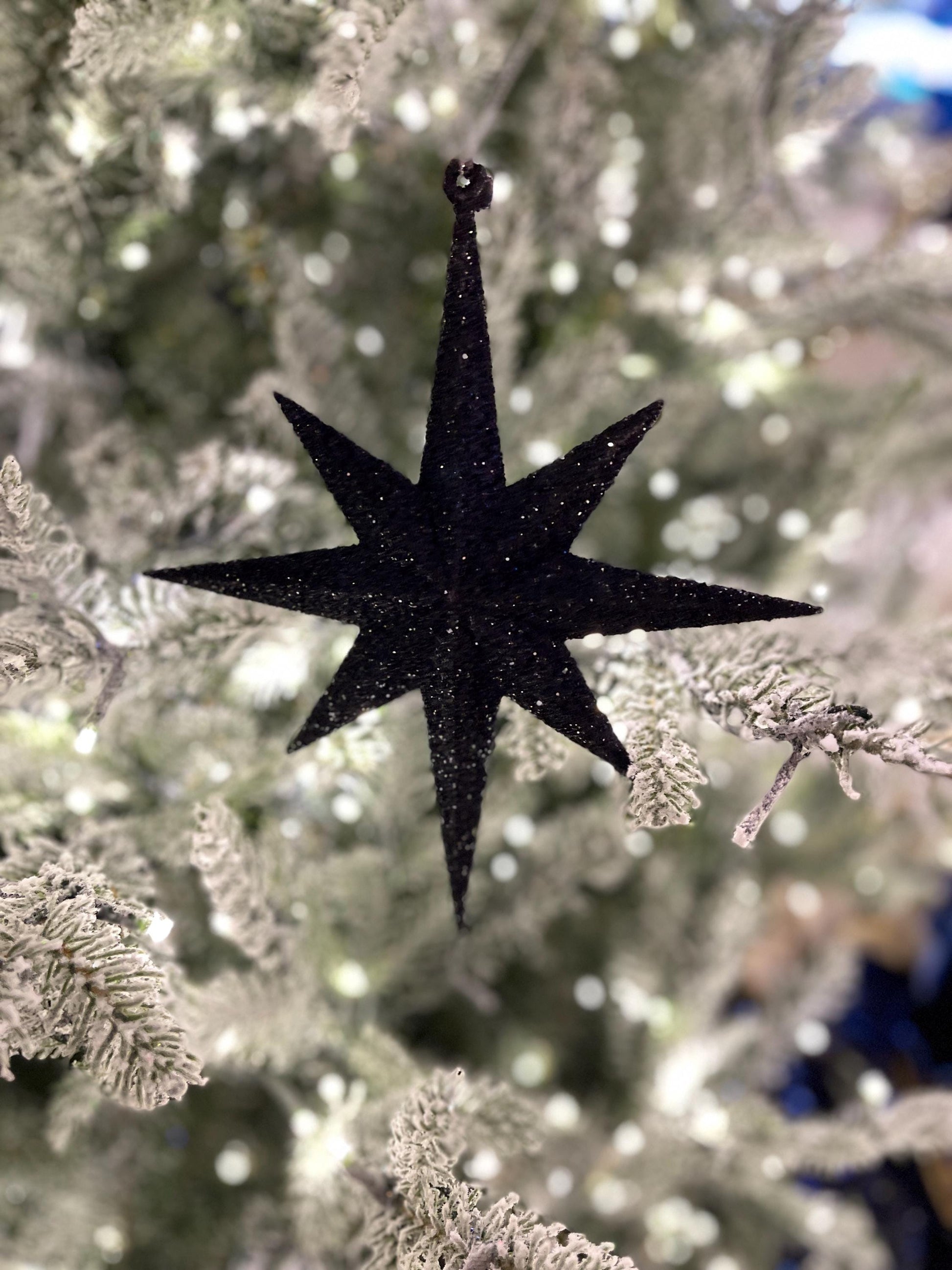 8" Black Bethlehem Star Ornament, Black Star Ornament