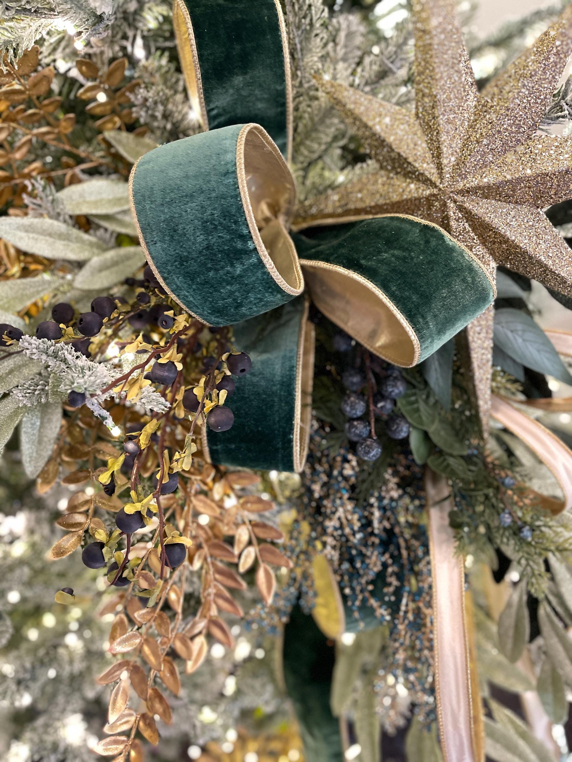 2.5" Green Velvet Ribbon, Christmas Ribbon, Designer RIbbon