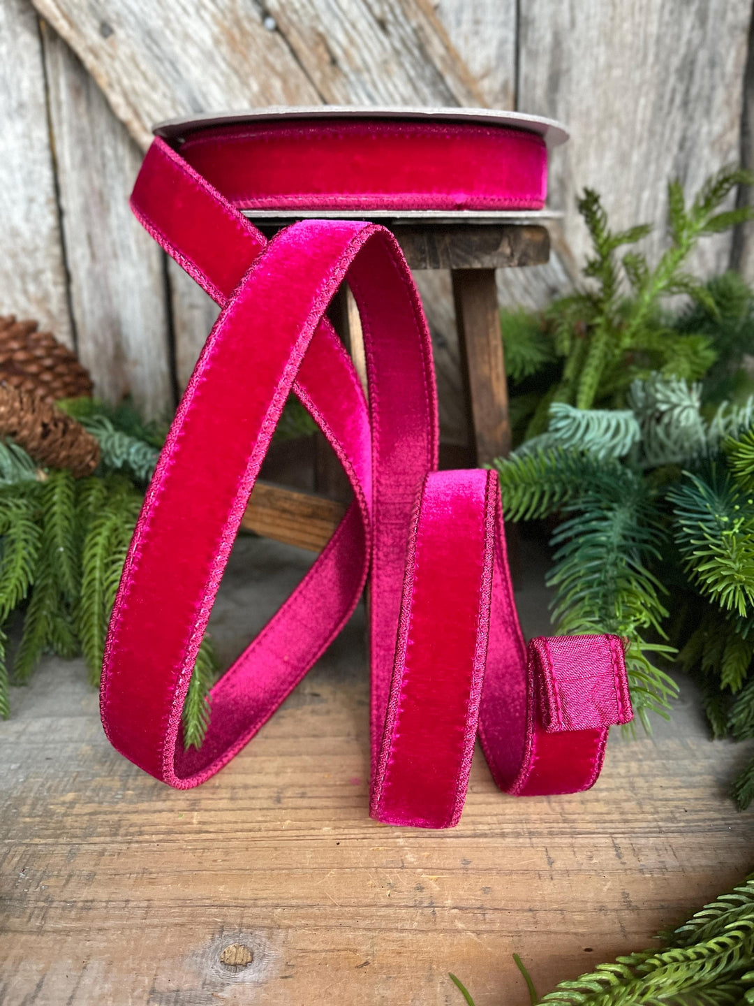 1” Hot Pink Velvet, Velvet Luster