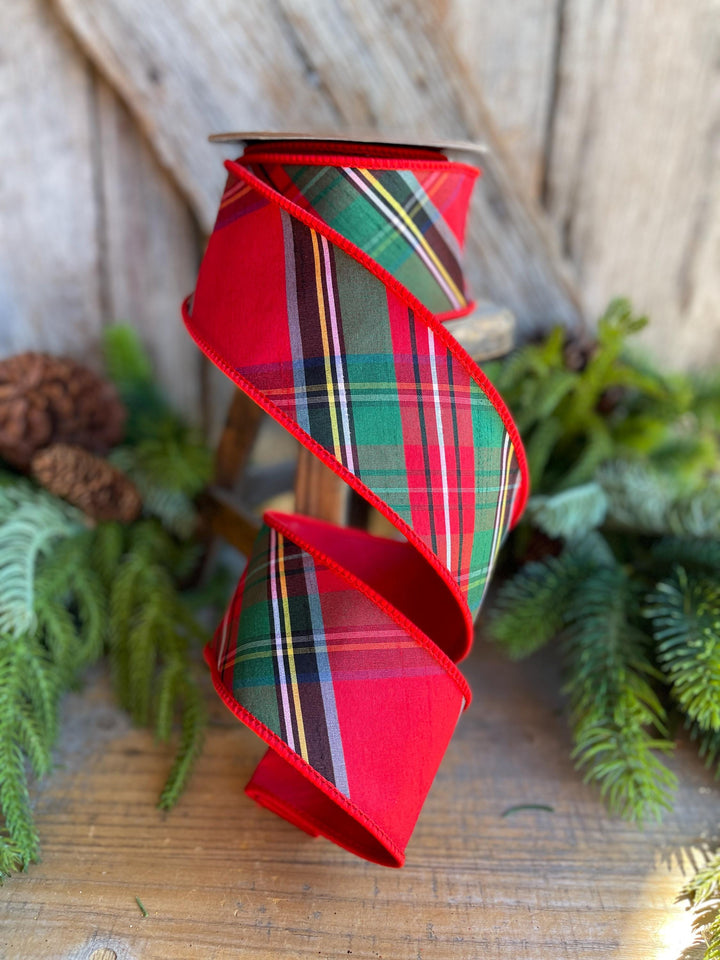 2.5" Traditional CHristmas Plaid, Wired Ribbon