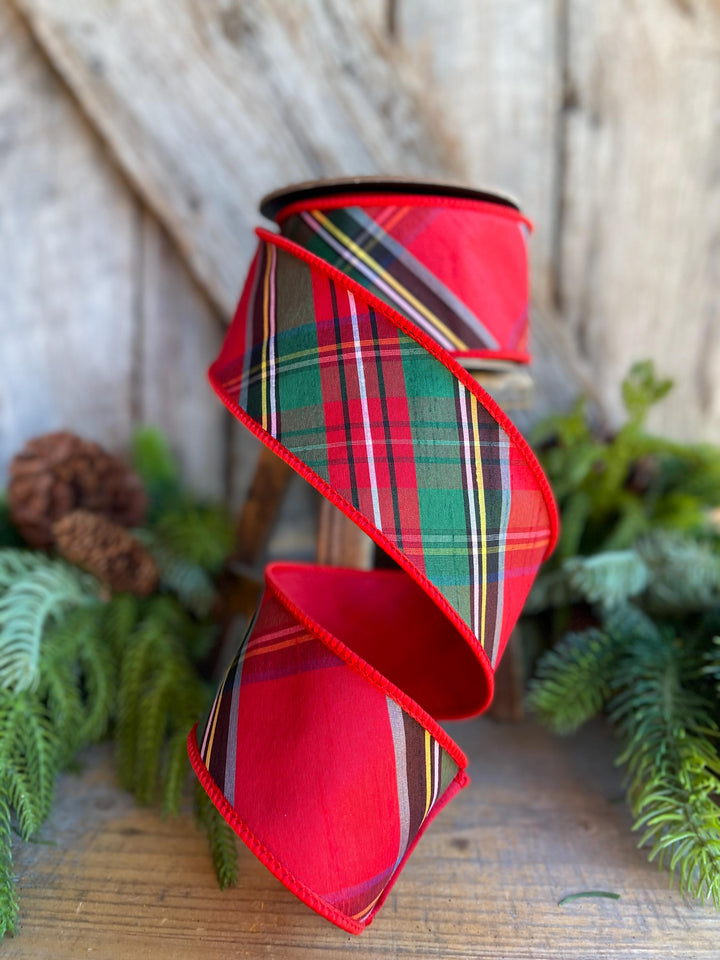 2.5" Traditional CHristmas Plaid, Wired Ribbon
