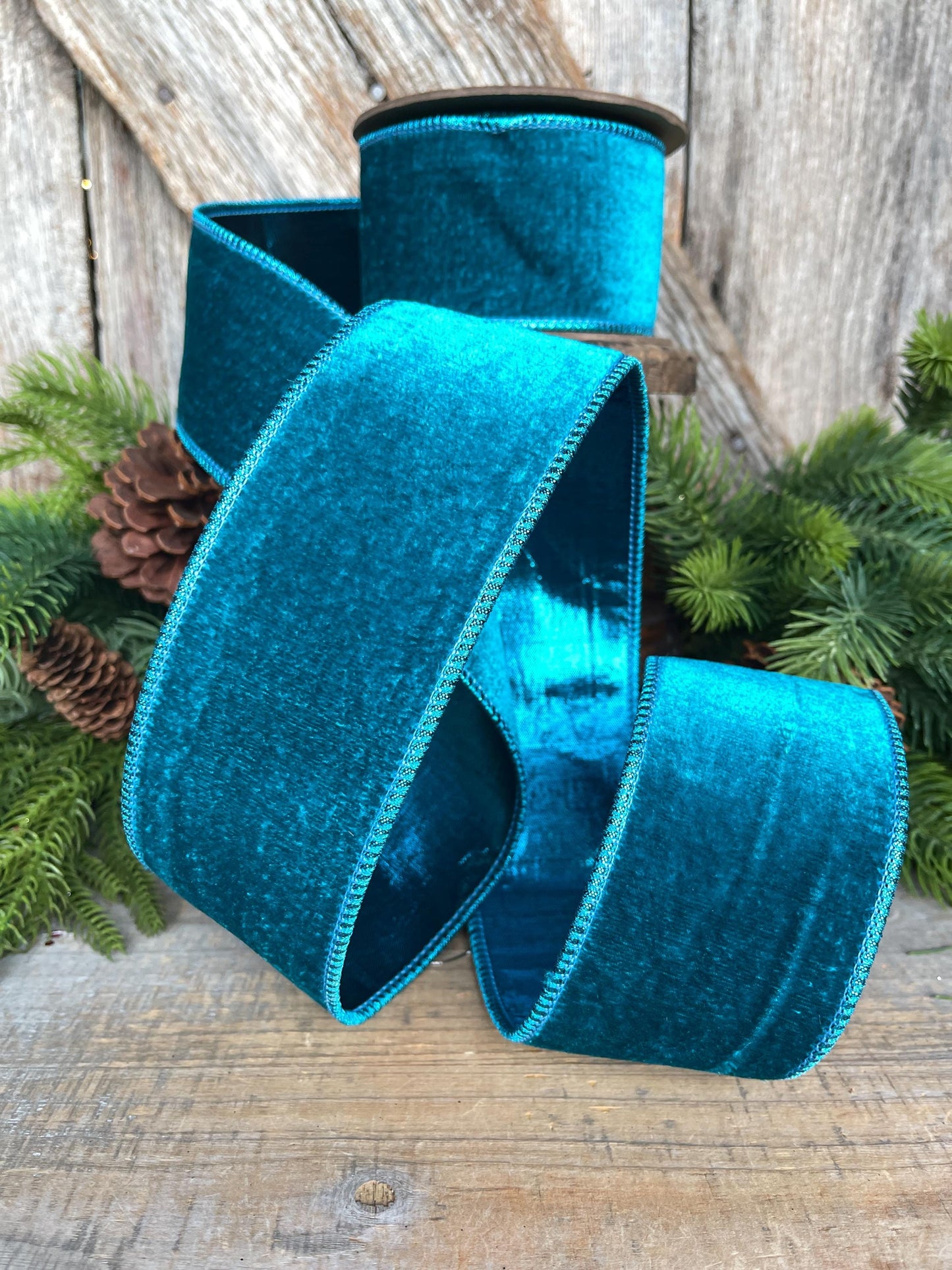 2.5" Teal Velvet RIbbon, Turquoise Velvet Ribbon, Velvet RIbbon