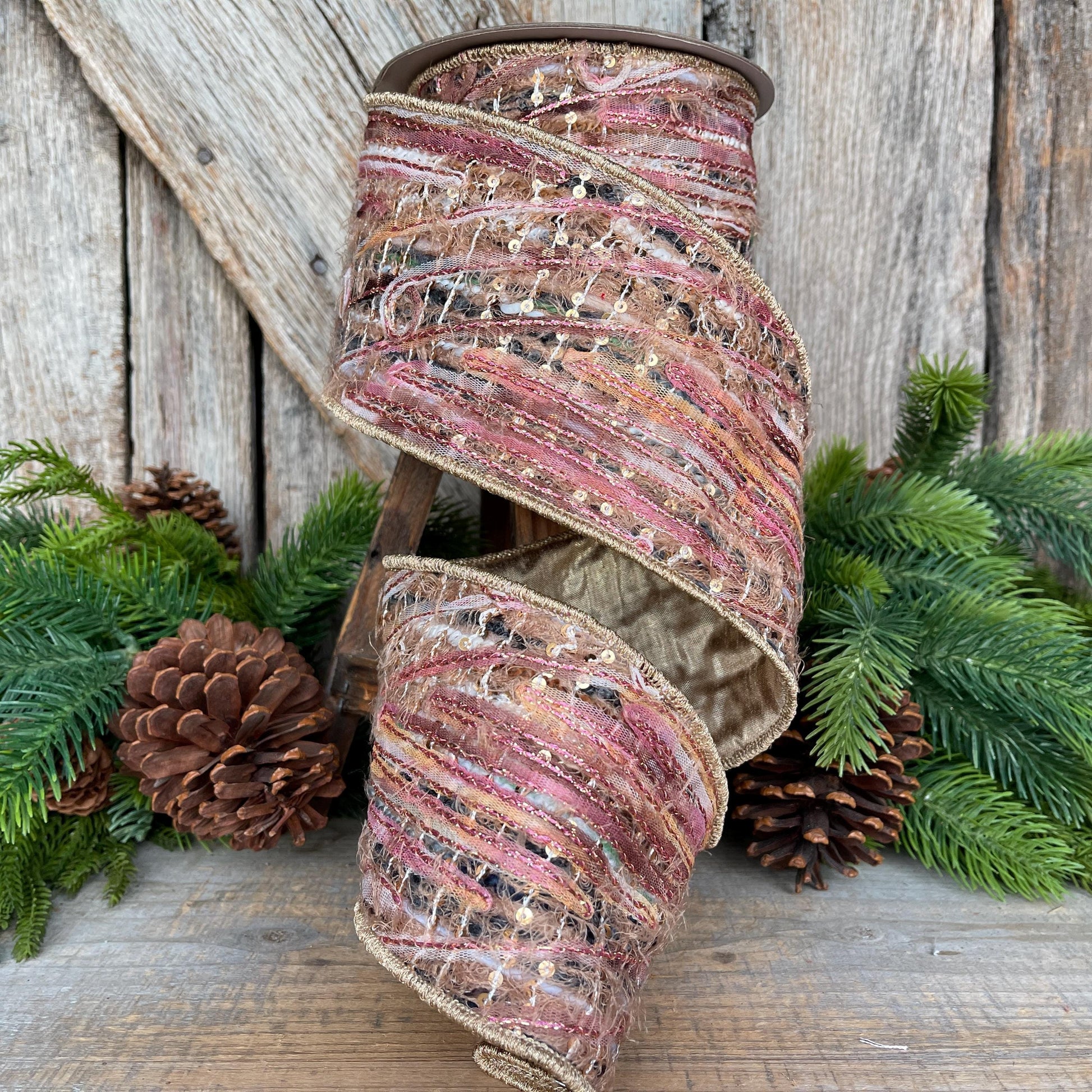 4" Mystic Weave Ribbon, Farrisilk Ribbon, Christmas Tree Ribbon