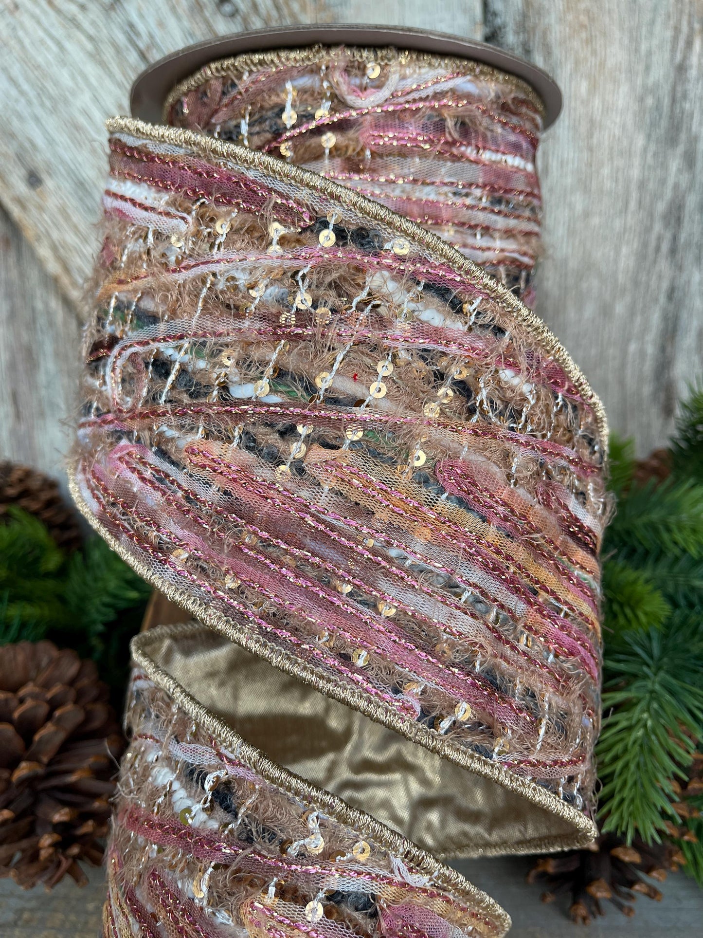 4" Mystic Weave Ribbon, Farrisilk Ribbon, Christmas Tree Ribbon