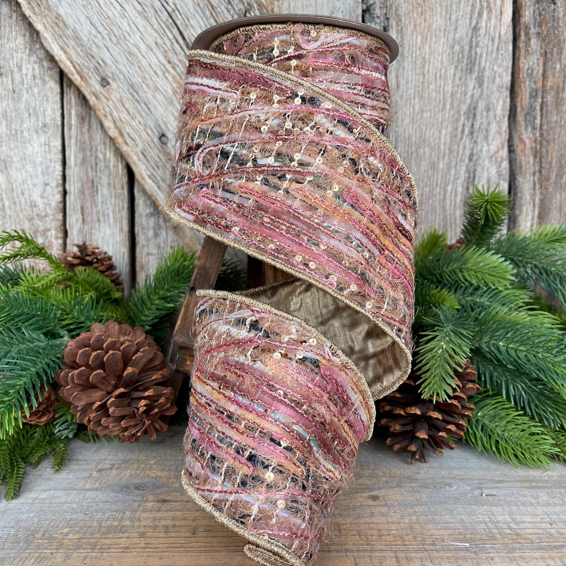 4" Mystic Weave Ribbon, Farrisilk Ribbon, Christmas Tree Ribbon