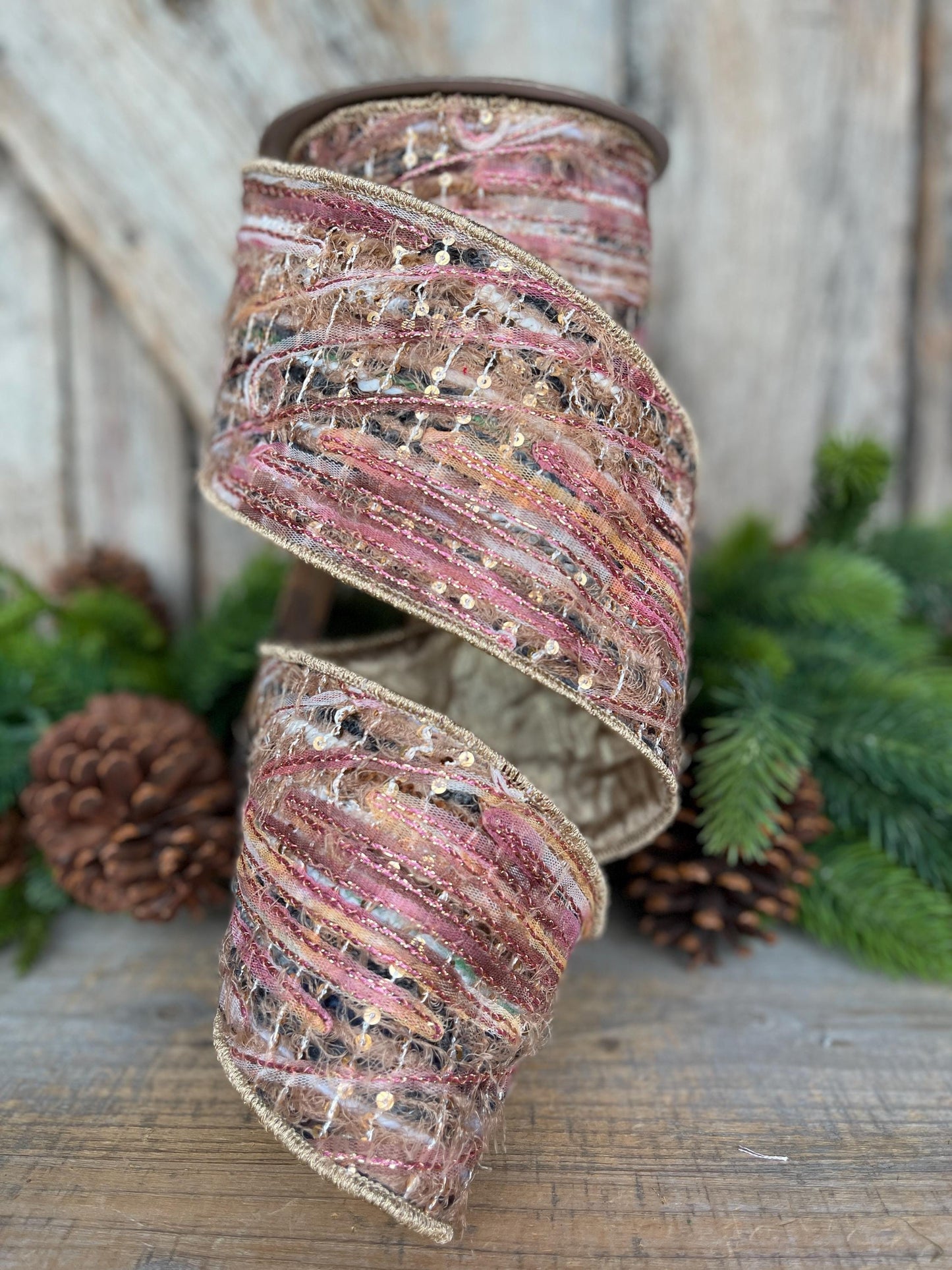 4" Mystic Weave Ribbon, Farrisilk Ribbon, Christmas Tree Ribbon