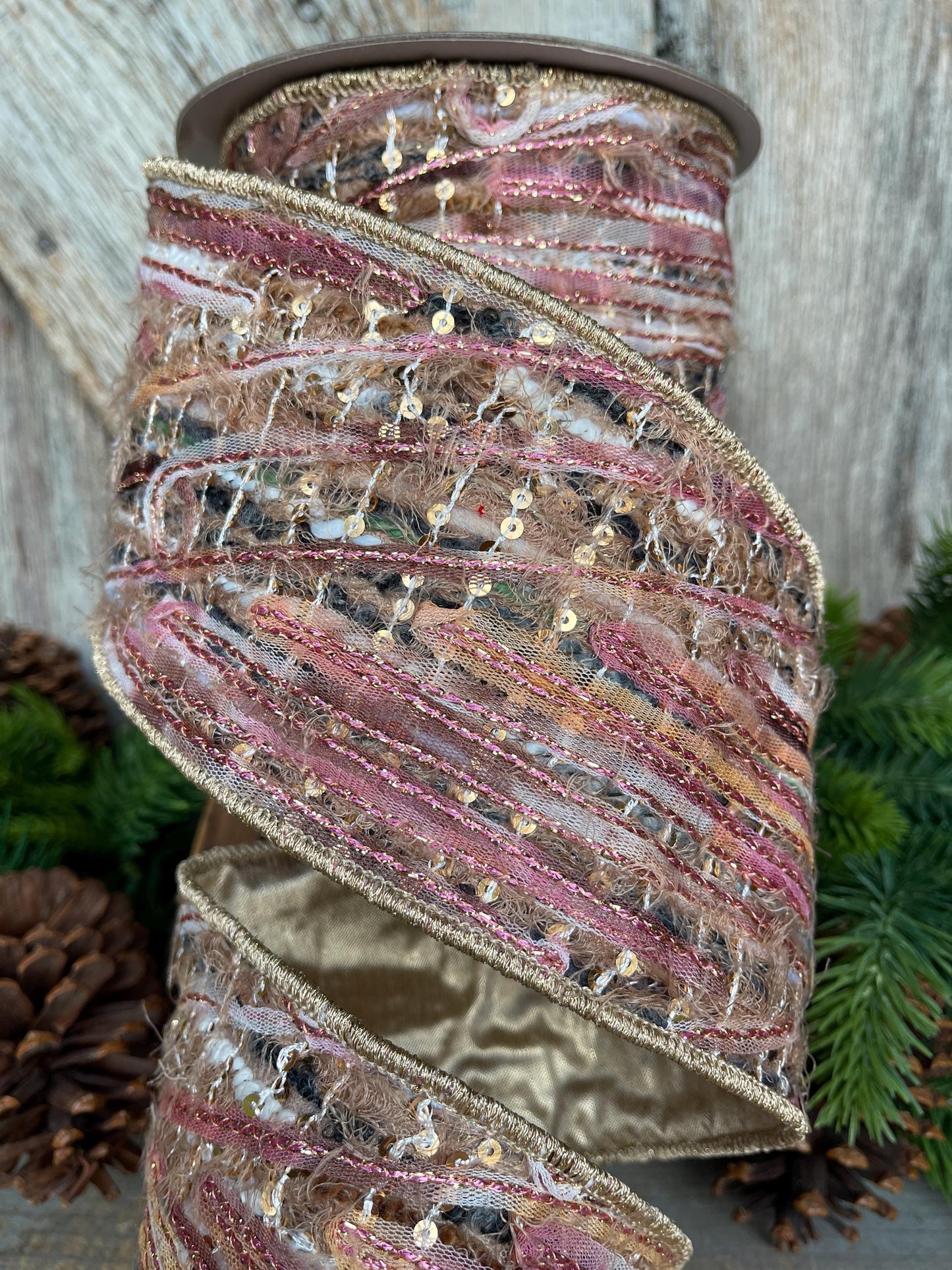 4" Mystic Weave Ribbon, Farrisilk Ribbon, Christmas Tree Ribbon