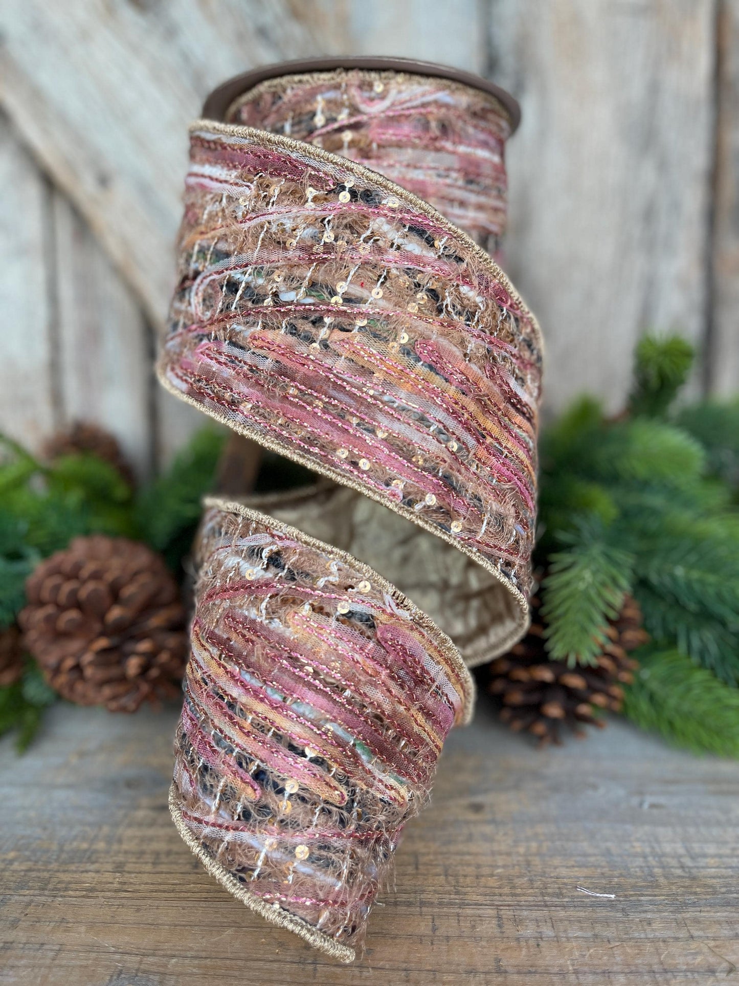4" Mystic Weave Ribbon, Farrisilk Ribbon, Christmas Tree Ribbon