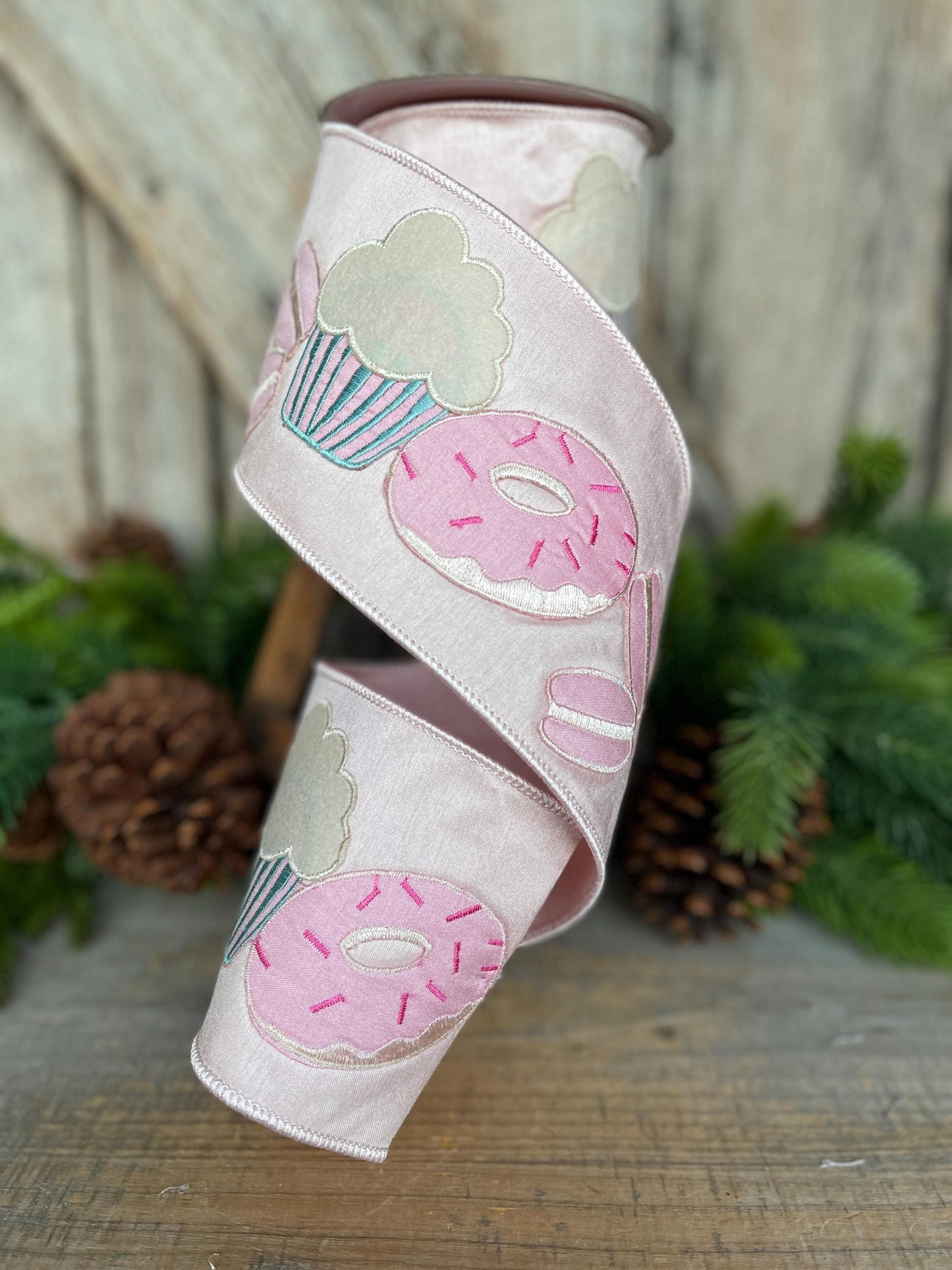 4" Cupcake Donut Ribbon, Farrisilk Ribbon, Sweet Treat Theme Ribbon, Christmas Ribbon, PASTEL PATISSERIE Ribbon