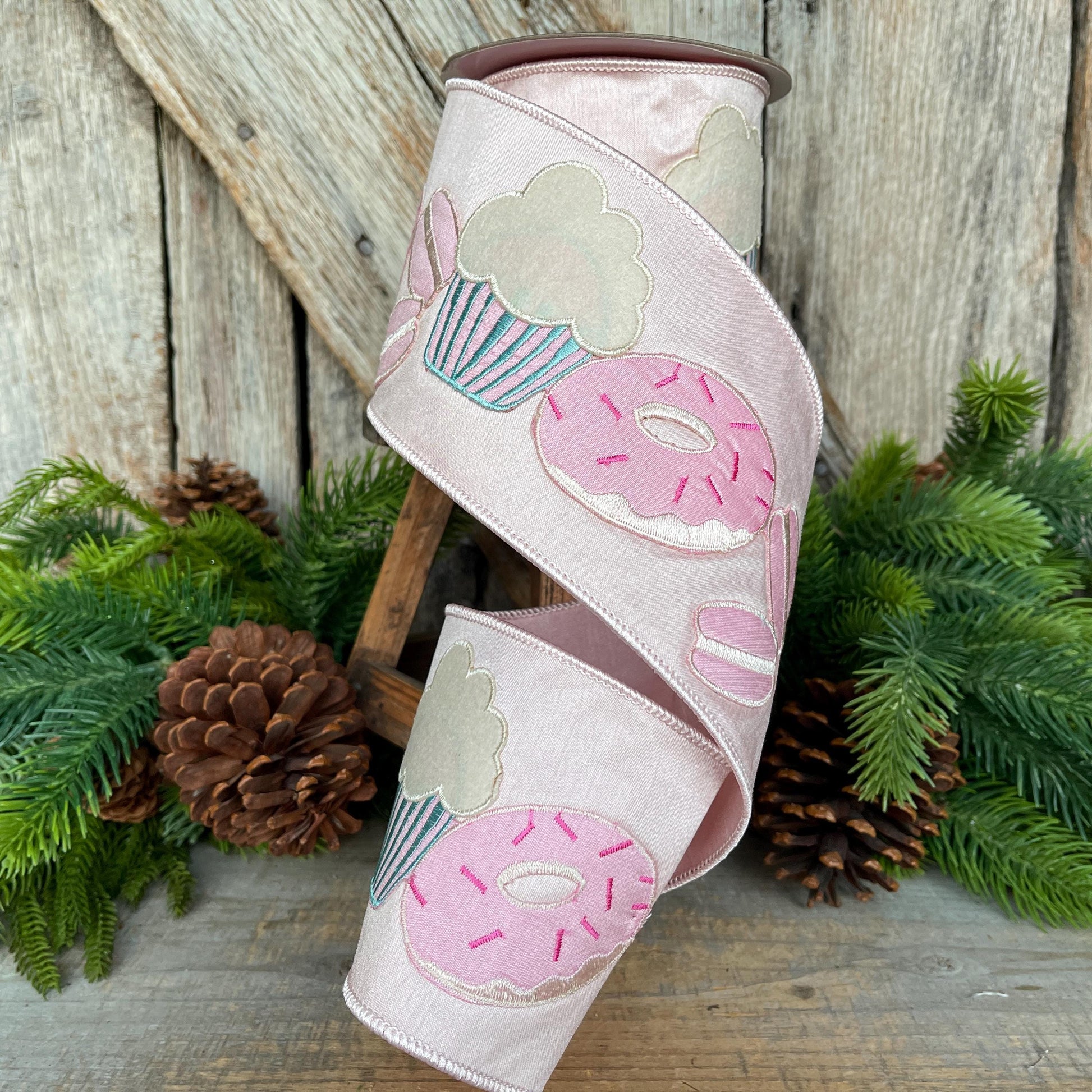 4" Cupcake Donut Ribbon, Farrisilk Ribbon, Sweet Treat Theme Ribbon, Christmas Ribbon, PASTEL PATISSERIE Ribbon