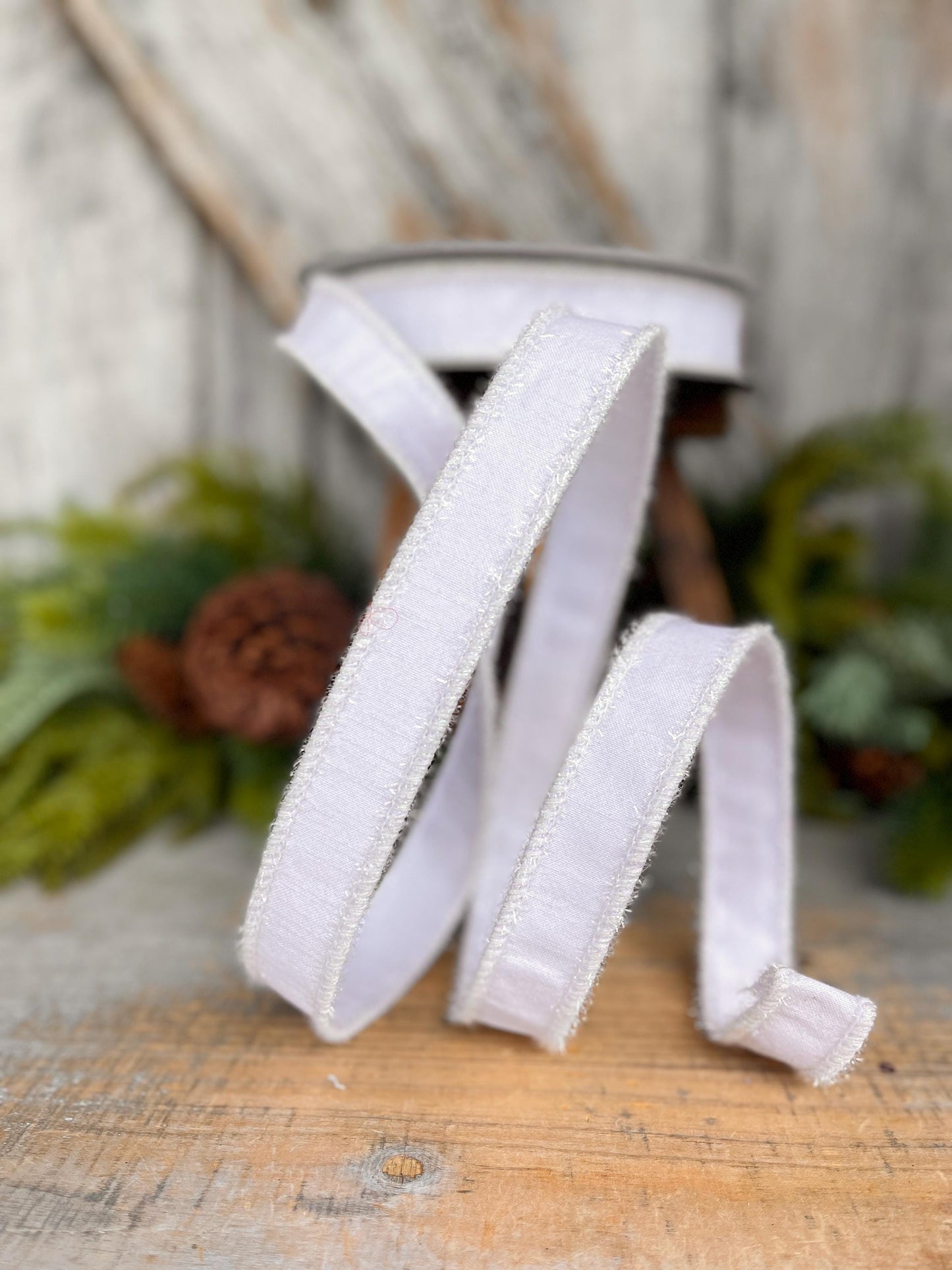1" White Ribbon, White Iridescent Tinsel Ribbon, Christmas RIbbon, Designer Ribbon, RK790-44