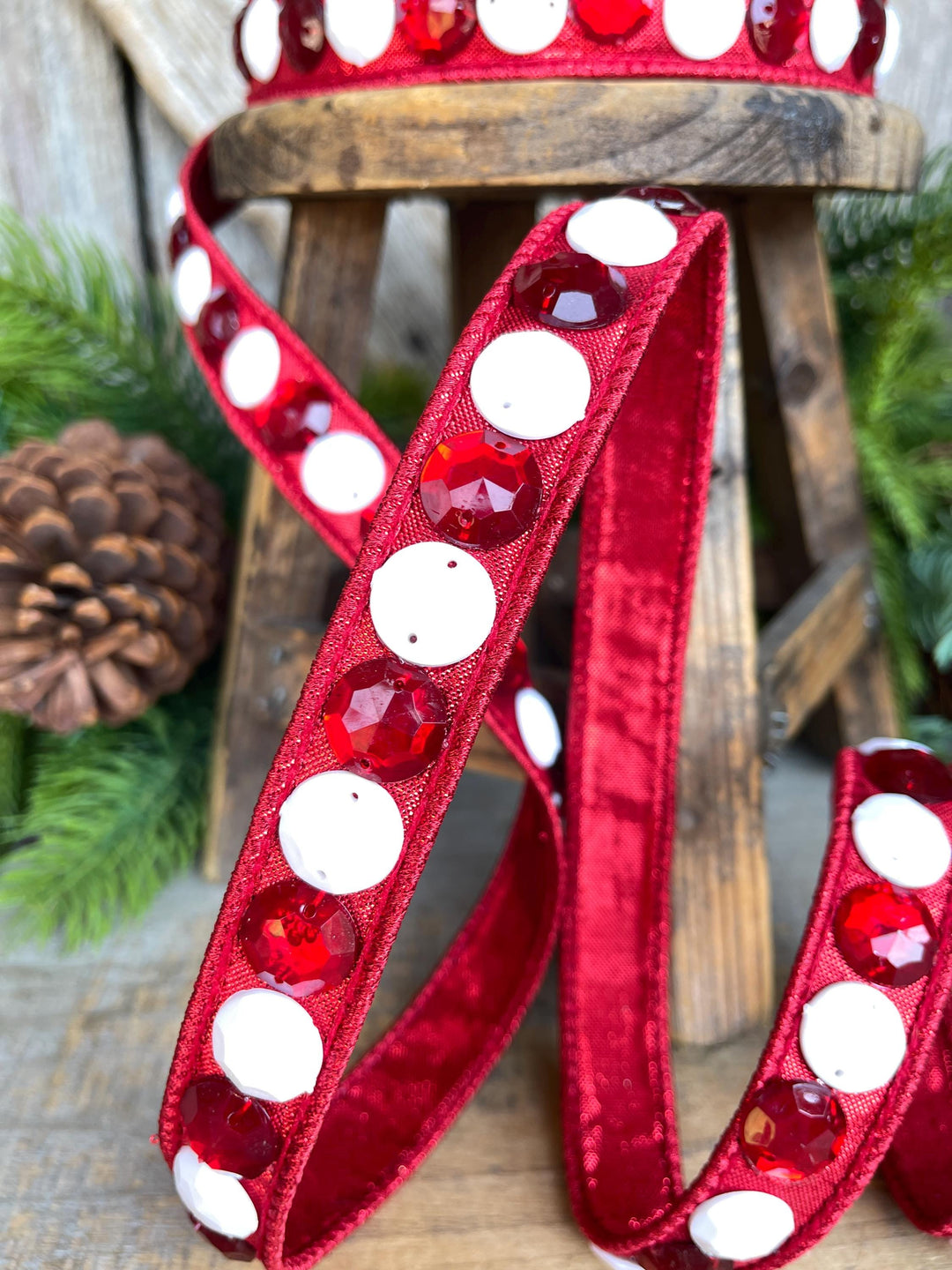 3/4" Gumdrop Red Ribbon, Christmas Ribbon
