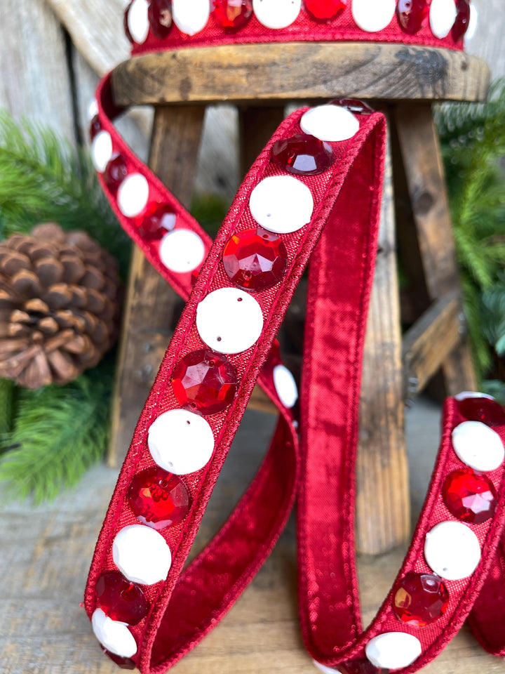 3/4" Gumdrop Red Ribbon, Christmas Ribbon