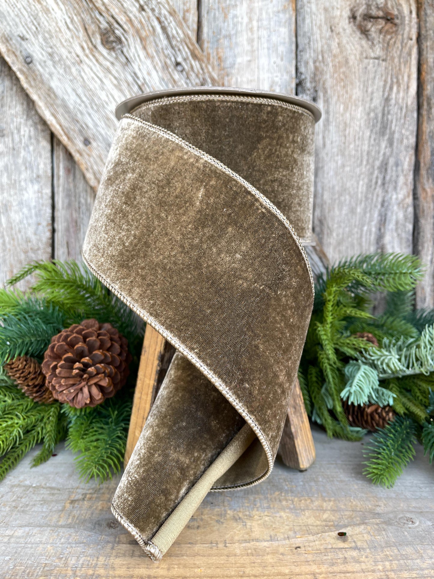 4” Mink Velvet Ribbon, Farrisilk ribbon, Velvet ribbon