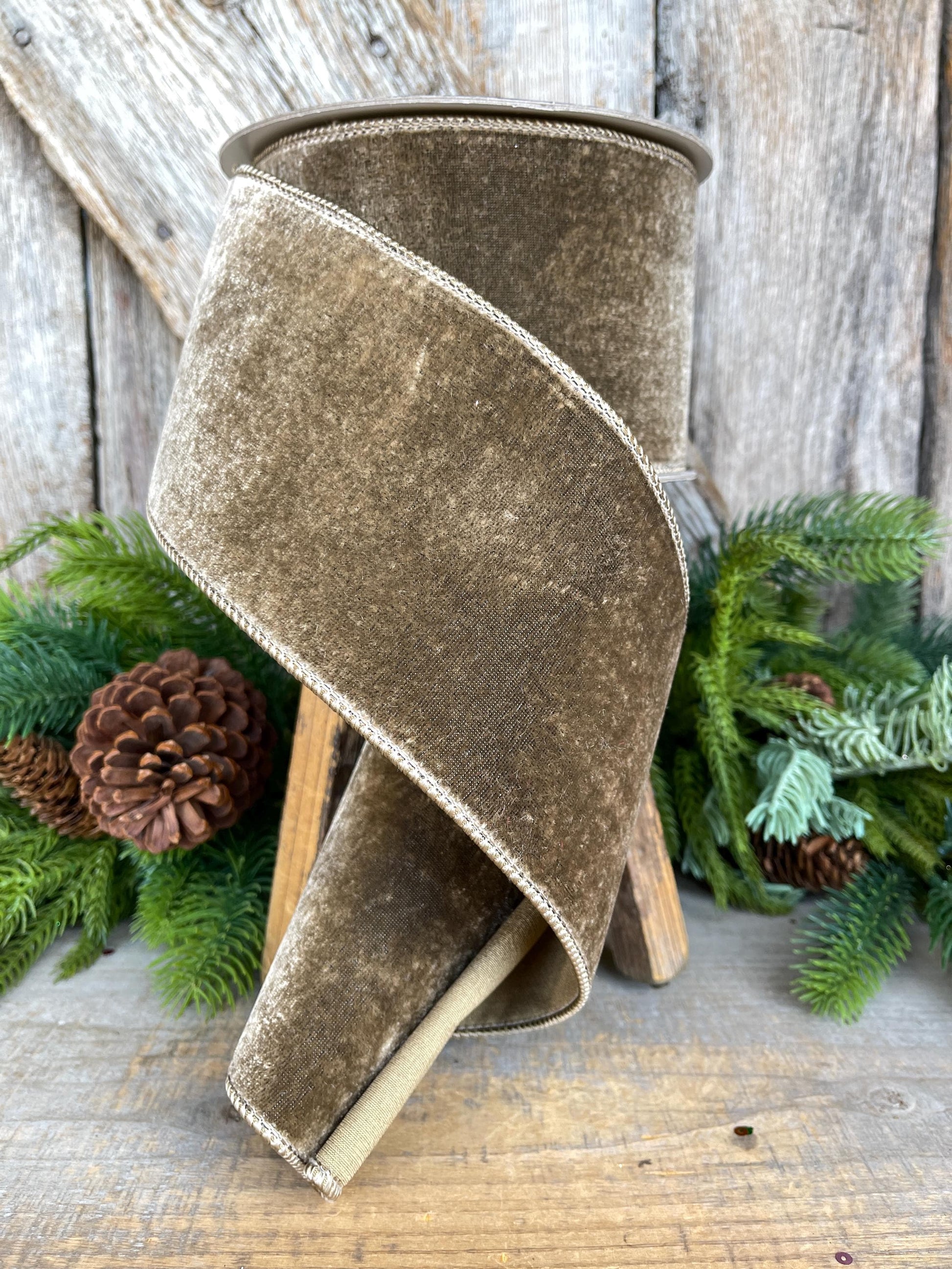 4” Mink Velvet Ribbon, Farrisilk ribbon, Velvet ribbon