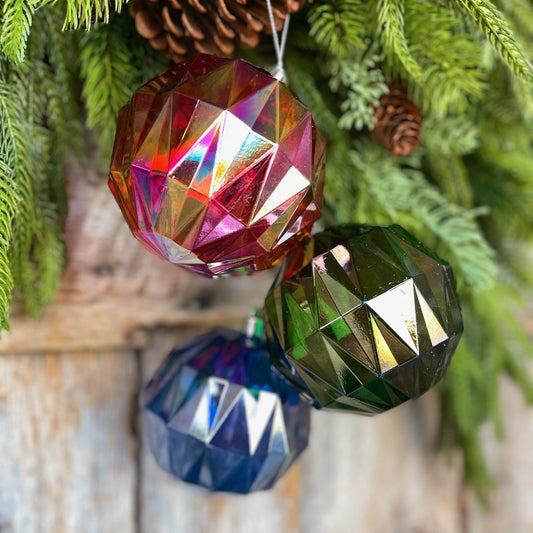 Iridescent Christmas Ball Ornaments - Multicolor Shatterproof Set of 3