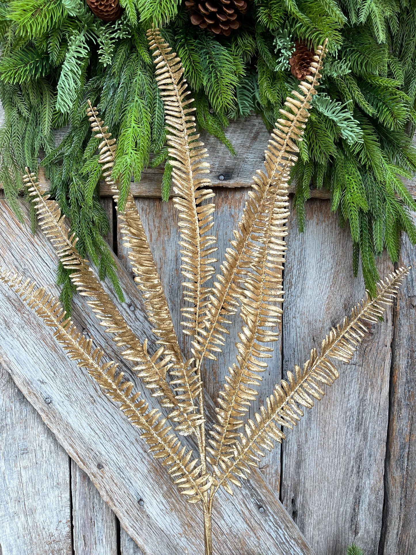 GoldFern Spray, Gold Christmas Tree Spray - 40" Gold Leaf Floral