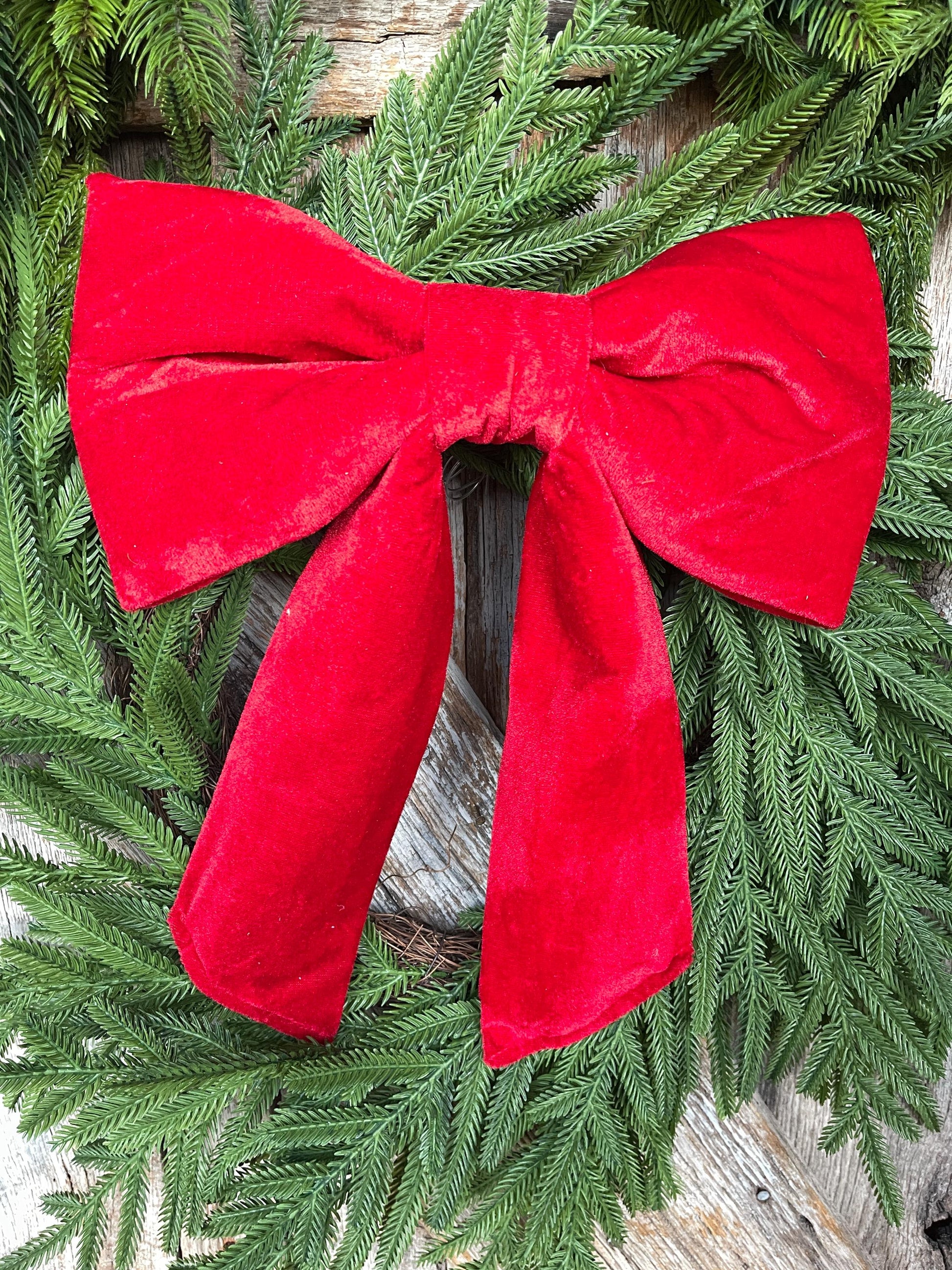 12" x 16" Red Velvet Bow, Red Christmas Bow, Velvet Bow