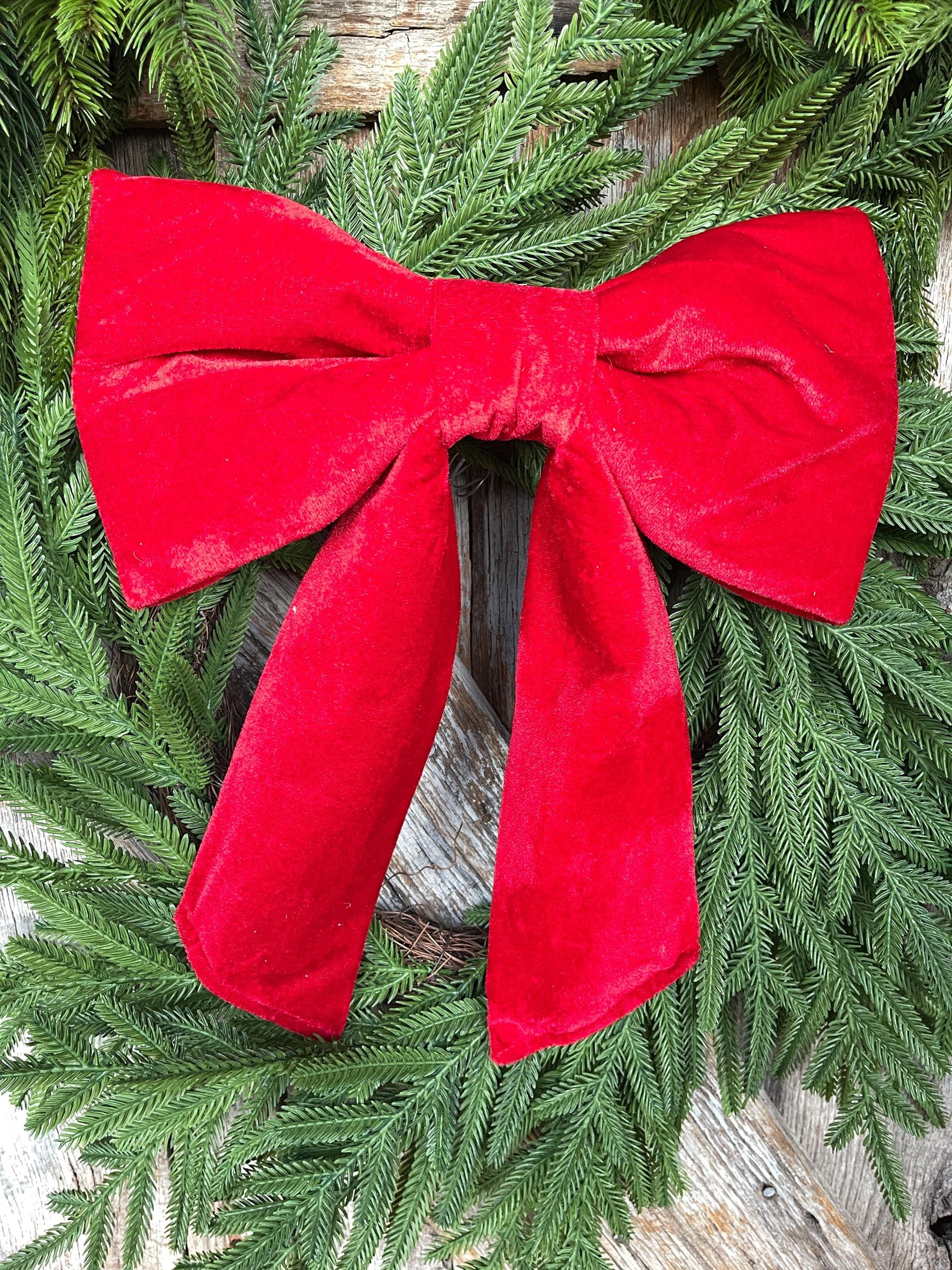 12" x 16" Red Velvet Bow, Red Christmas Bow, Velvet Bow