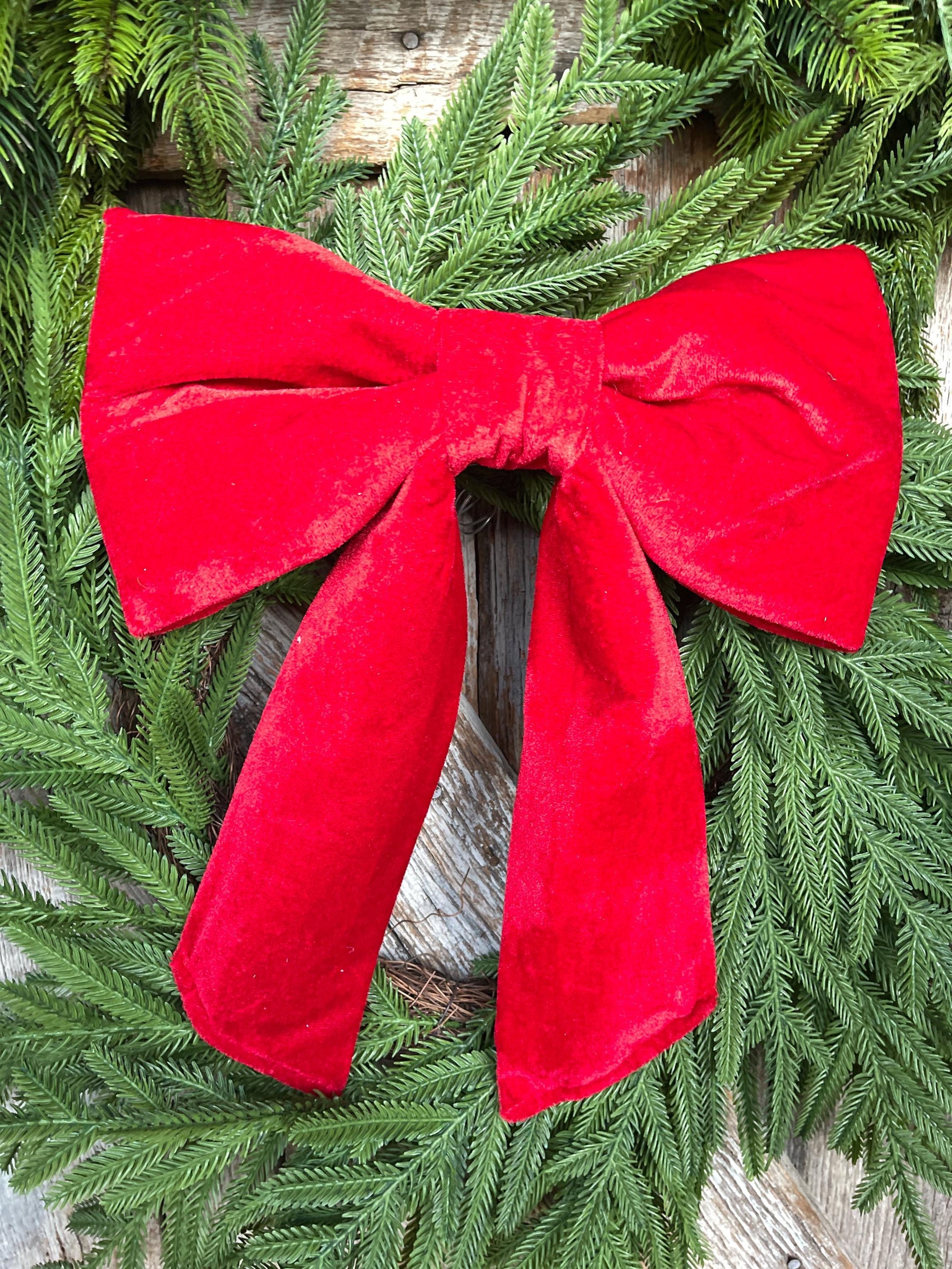 12" x 16" Red Velvet Bow, Red Christmas Bow, Velvet Bow