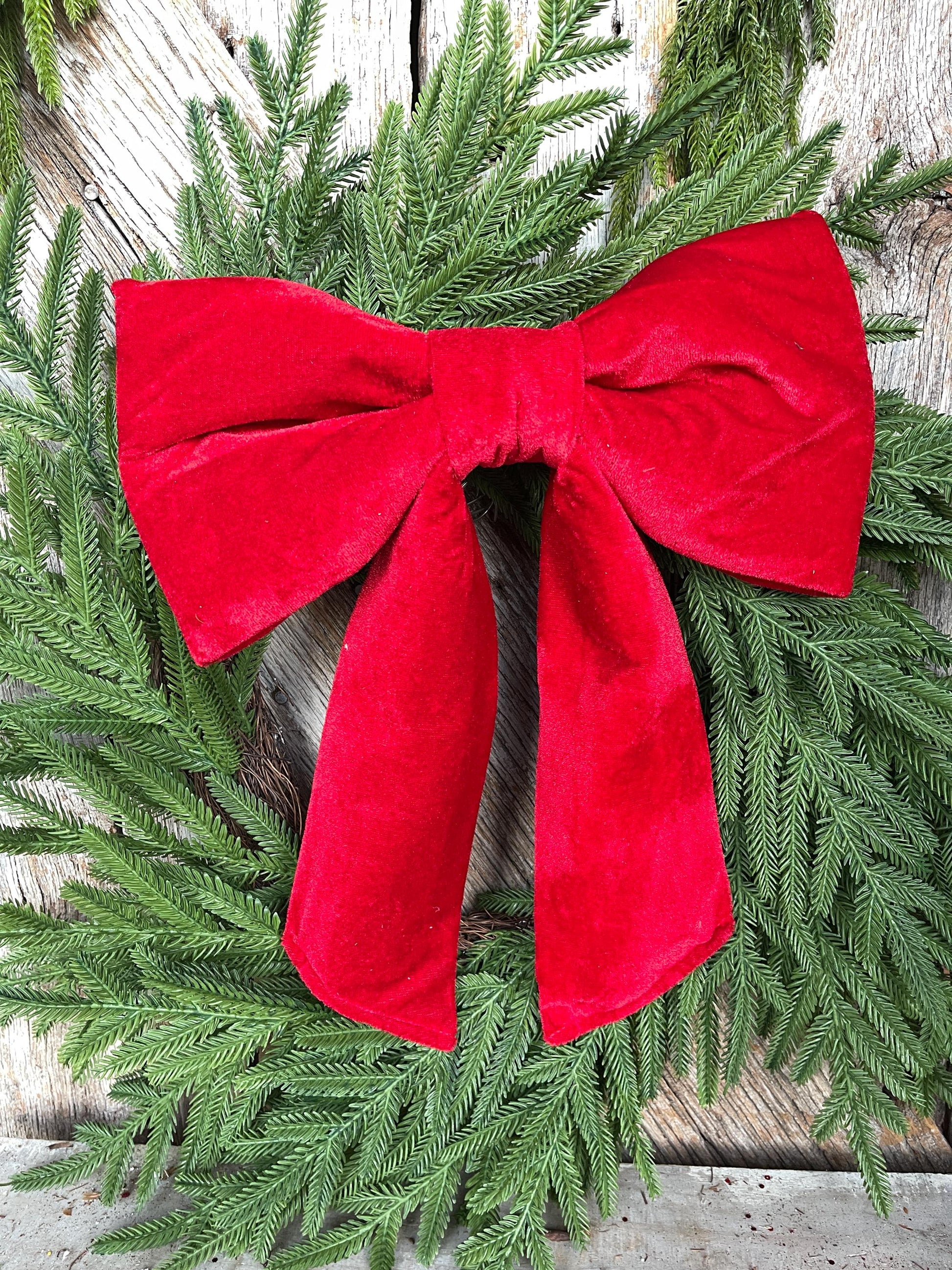 12" x 16" Red Velvet Bow, Red Christmas Bow, Velvet Bow