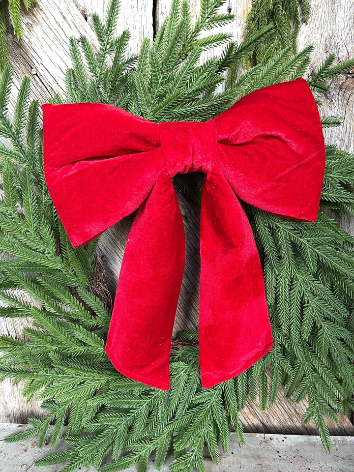 12" x 16" Red Velvet Bow, Red Christmas Bow