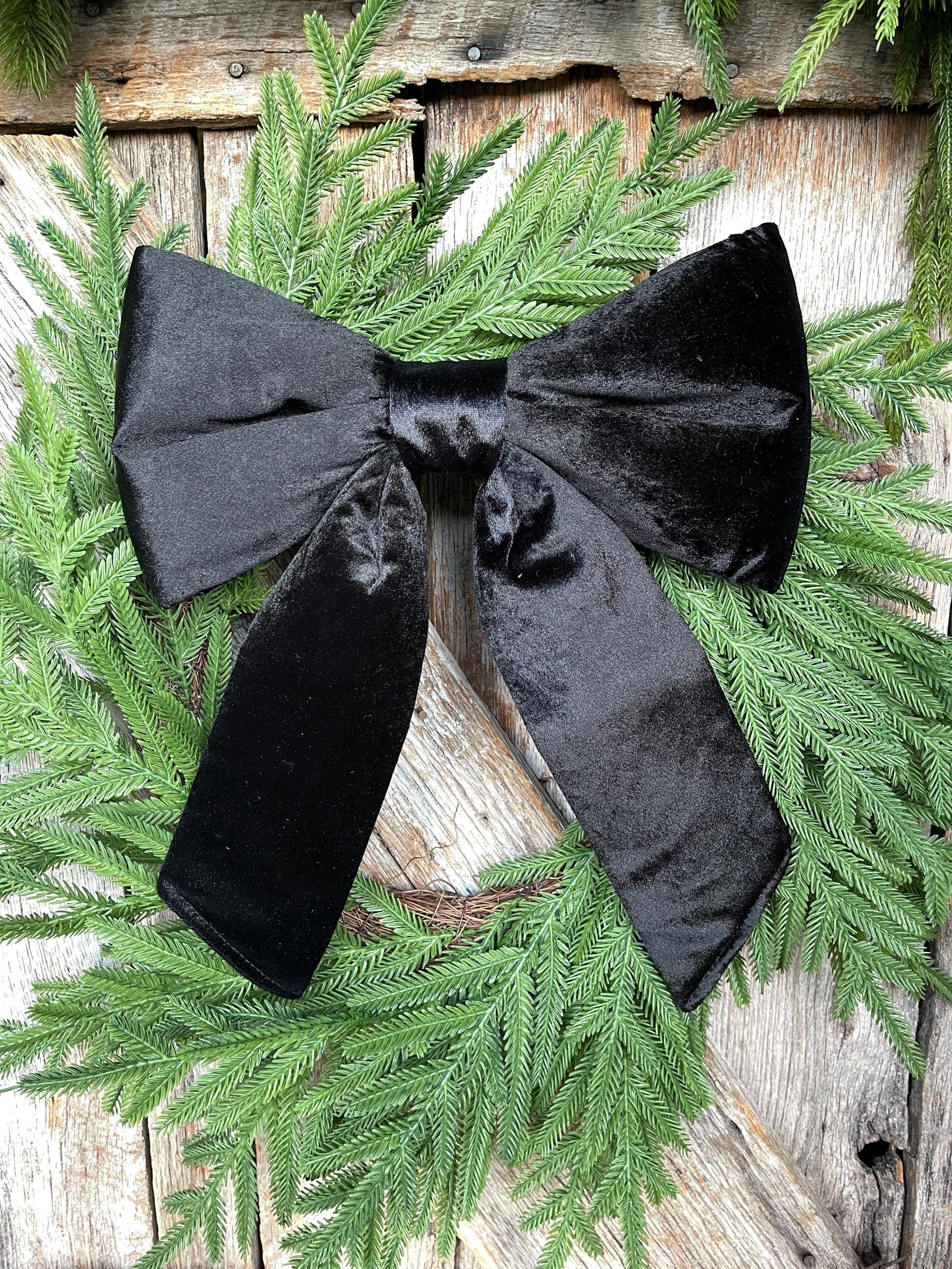 12" x 16" Black Velvet Bow, Black Christmas Bow, Velvet Bow